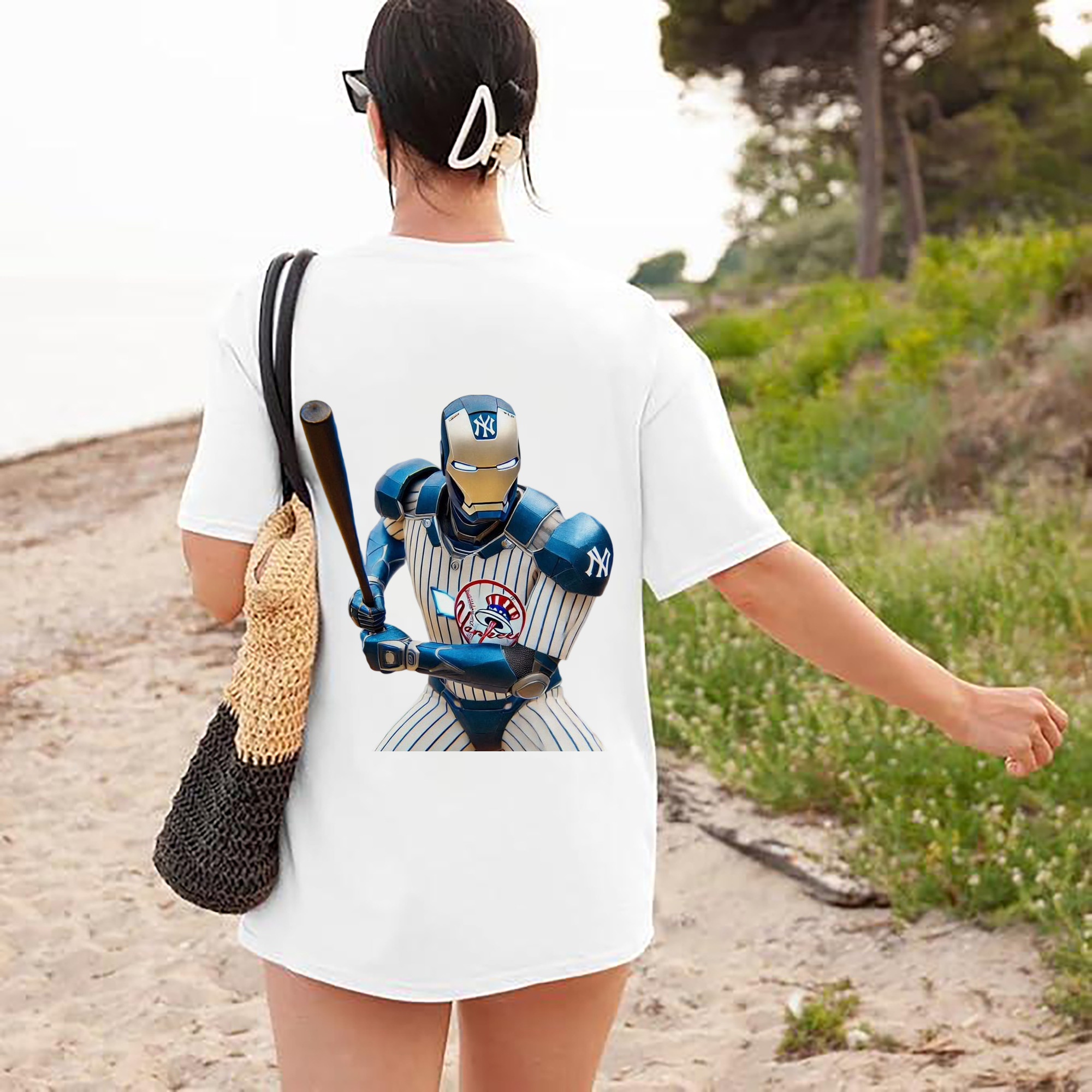 New York Yankees 283 180g Combed Cotton T-Shirt With Back Heat Transfer Print – Soft, Lightweight, Fitted Design – Stylish Casual Wear For Sports & Everyday Use