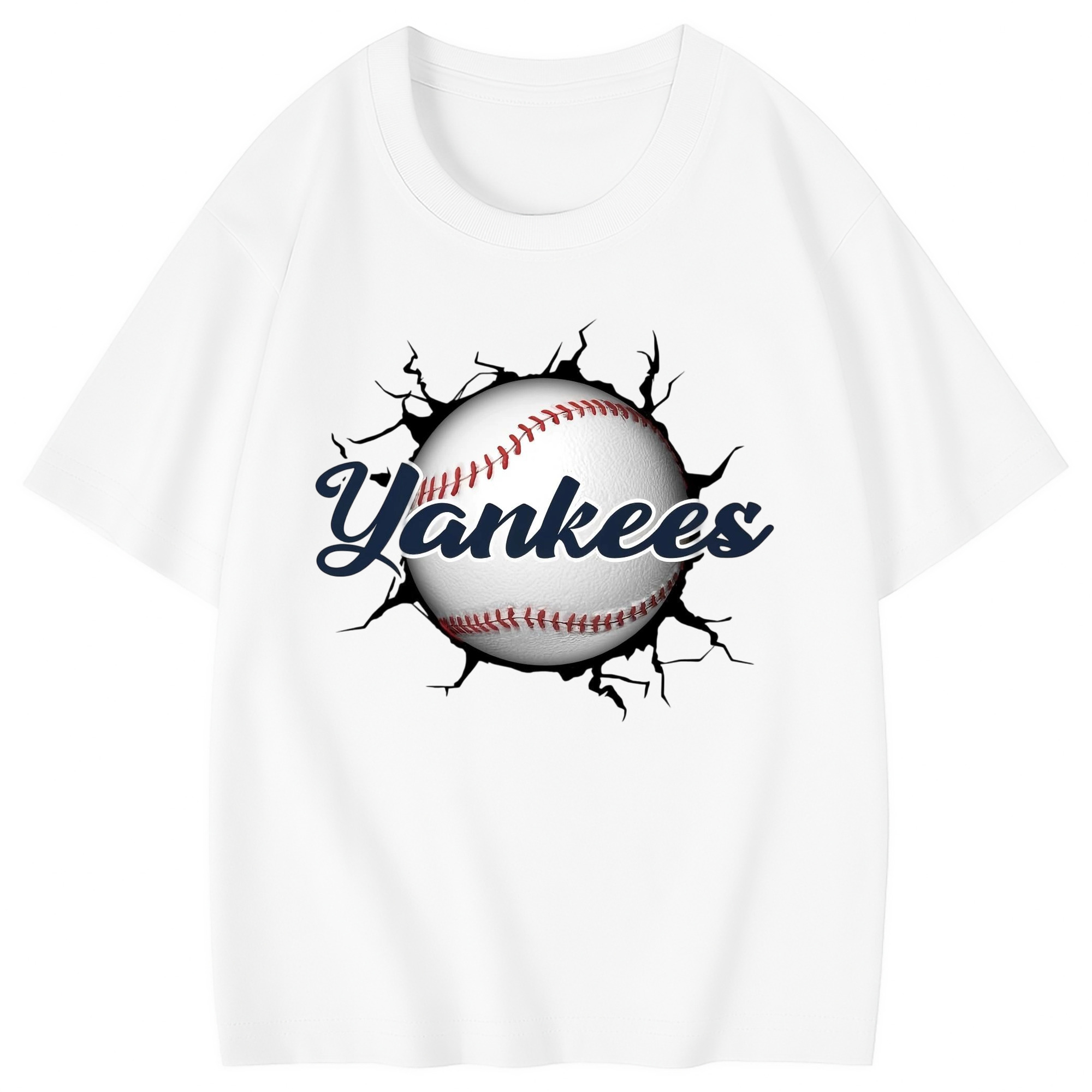 Yankees Baseball Wall And Art Combed Cotton Kids T-Shirt 180g With Front Heat Transfer Print – Soft, Lightweight, Side-Seamed Design – Stylish And Comfortable Casual Wear For Everyday Activities