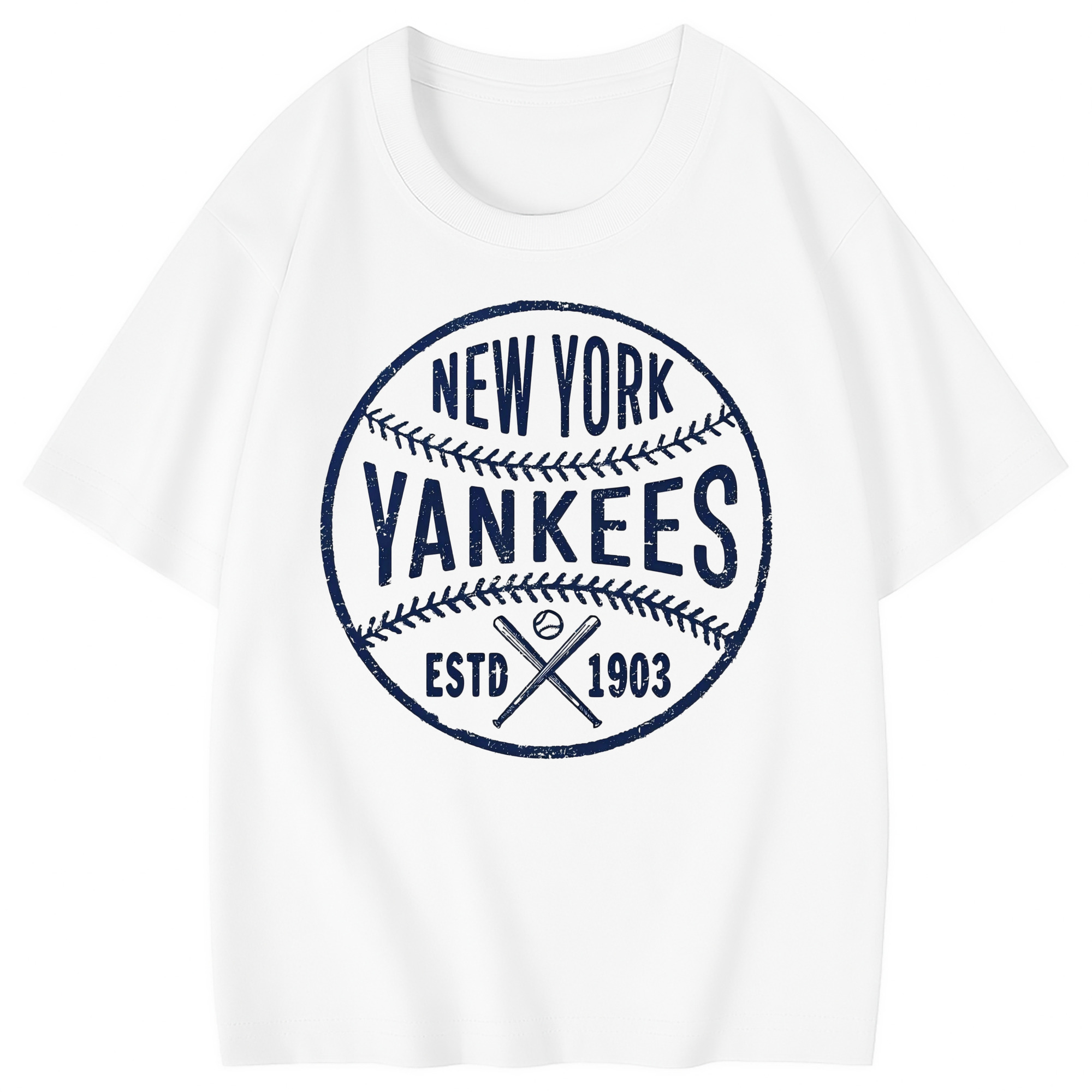New York Yankees Estd 1903 Combed Cotton Kids T-Shirt 180g With Front Heat Transfer Print – Soft, Lightweight, Side-Seamed Design – Stylish And Comfortable Casual Wear For Everyday Activities