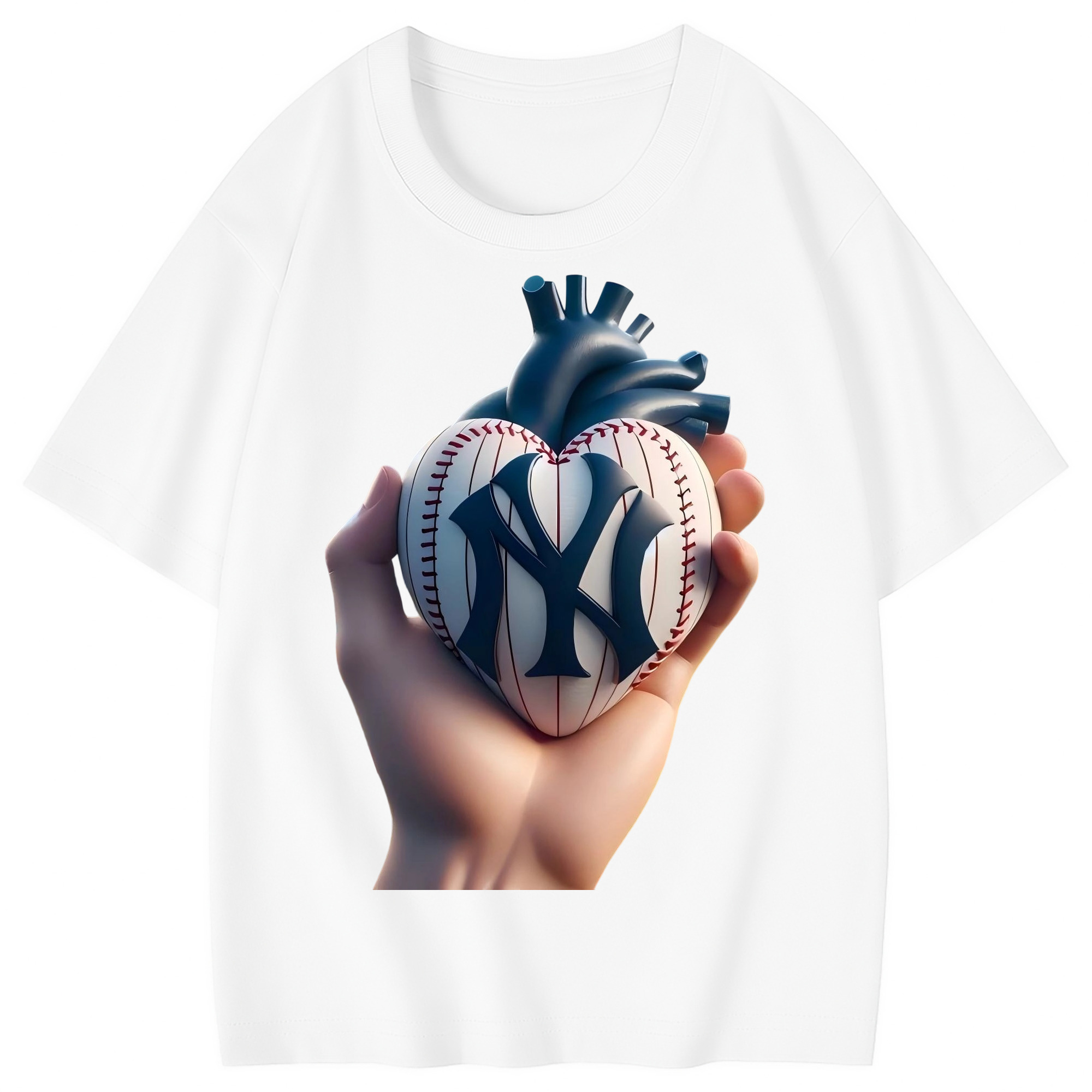 New York Yankees Heart Combed Cotton Kids T-Shirt 180g With Front Heat Transfer Print – Soft, Lightweight, Side-Seamed Design – Stylish And Comfortable Casual Wear For Everyday Activities