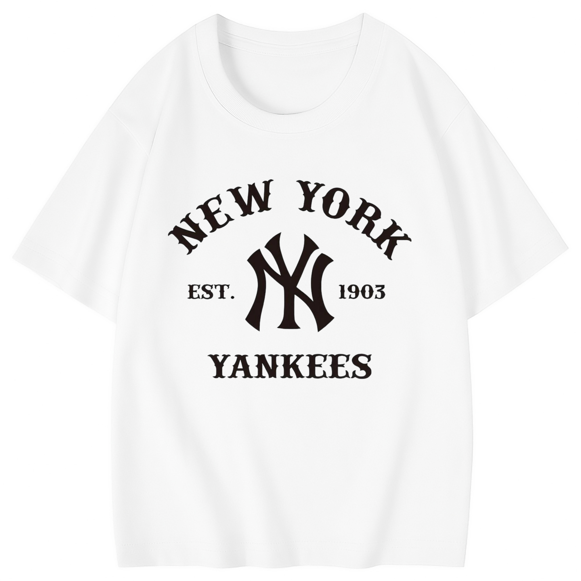 New York Yankees EST 1903 Combed Cotton Kids T-Shirt 180g With Front Heat Transfer Print – Soft, Lightweight, Side-Seamed Design – Stylish And Comfortable Casual Wear For Everyday Activities