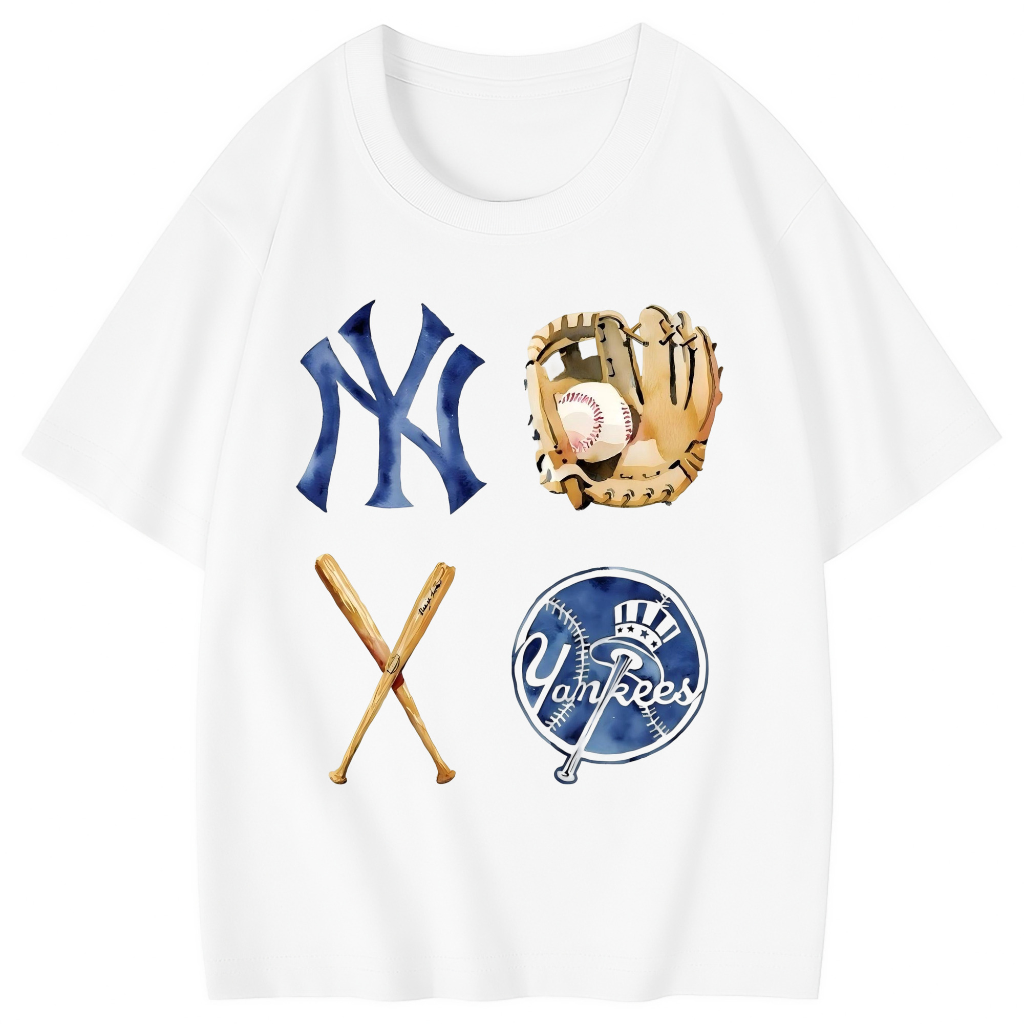 New York Yankees Baseball Combed Cotton Kids T-Shirt 180g With Front Heat Transfer Print – Soft, Lightweight, Side-Seamed Design – Stylish And Comfortable Casual Wear For Everyday Activities