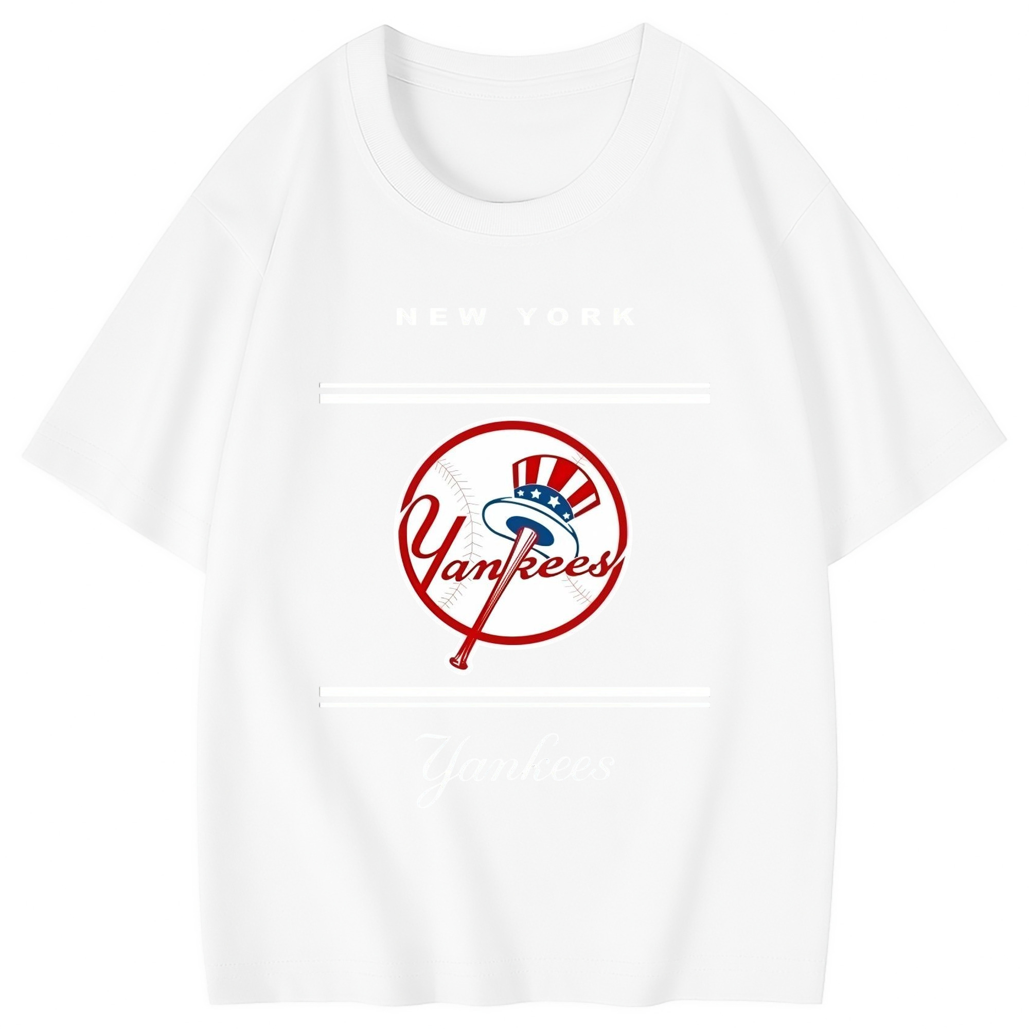 New York Yankees Logo Combed Cotton Kids T-Shirt 180g With Front Heat Transfer Print – Soft, Lightweight, Side-Seamed Design – Stylish And Comfortable Casual Wear For Everyday Activities