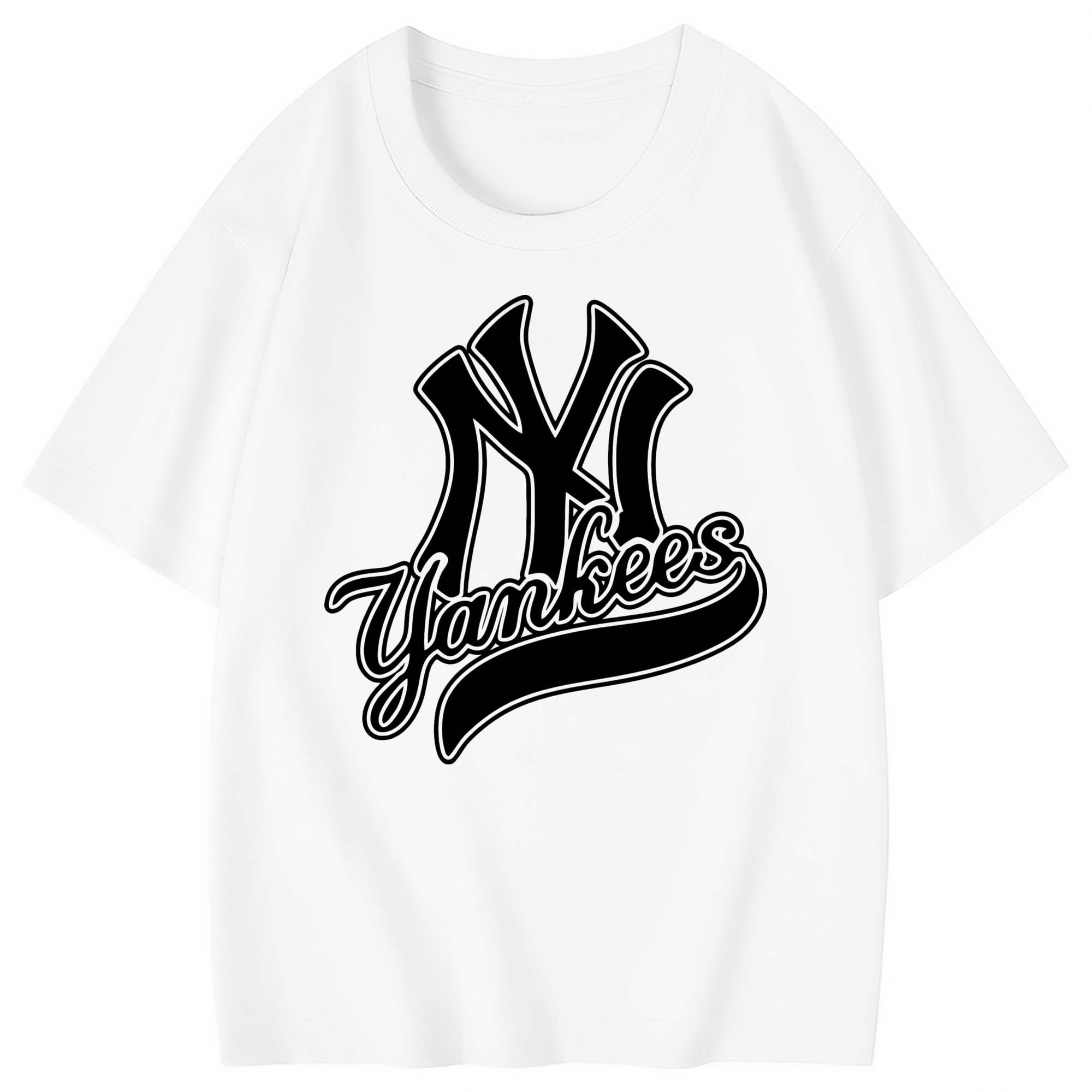 New York Yankees Black Logo Combed Cotton Kids T-Shirt 180g With Front Heat Transfer Print – Soft, Lightweight, Side-Seamed Design – Stylish And Comfortable Casual Wear For Everyday Activities