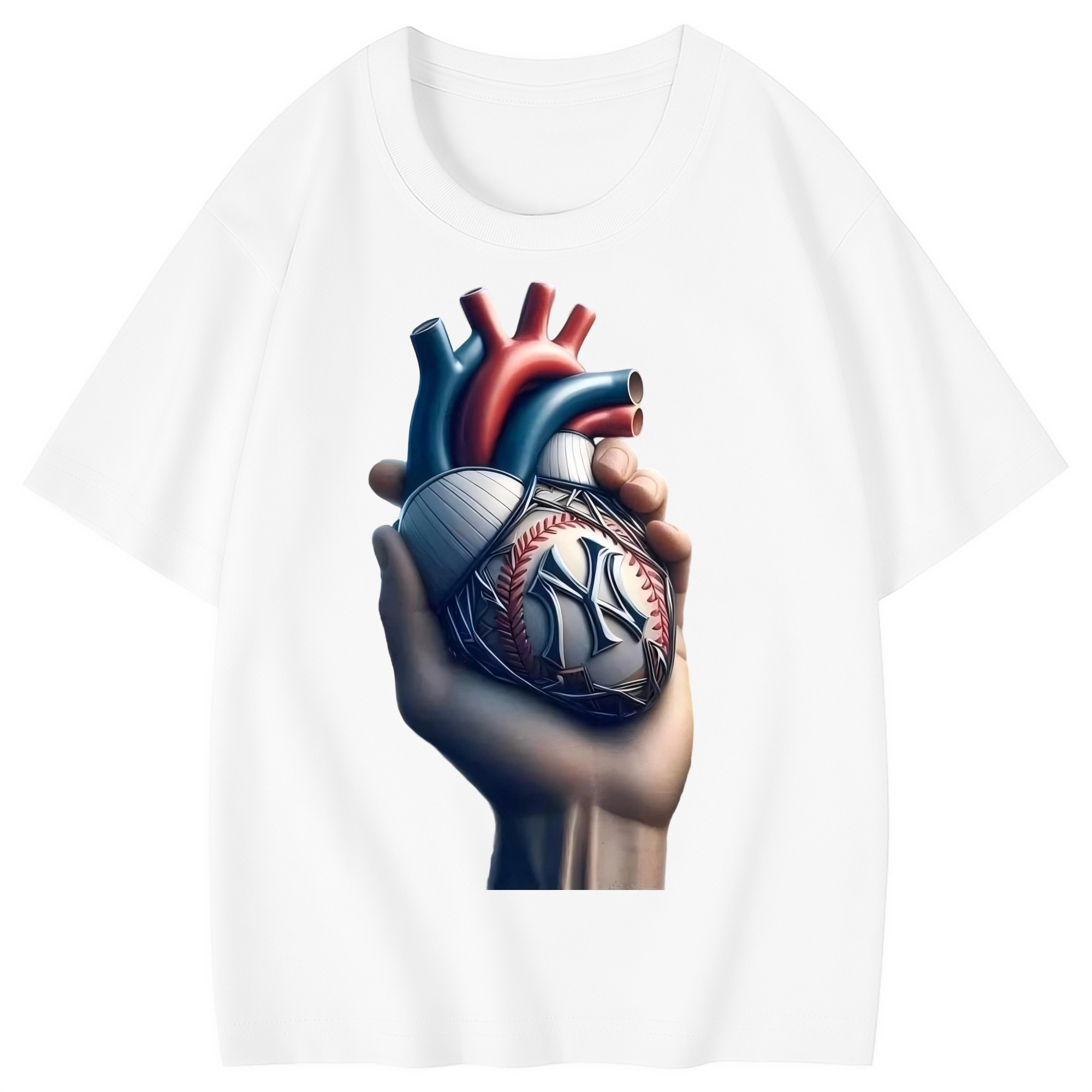 New York Yankees Heart Combed Cotton Kids T-Shirt 180g With Front Heat Transfer Print – Soft, Lightweight, Side-Seamed Design – Stylish And Comfortable Casual Wear For Everyday Activities