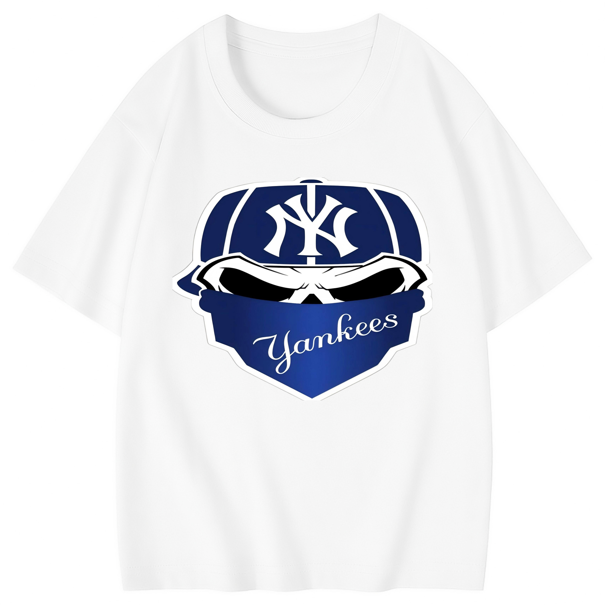 New York Yankees Skull Combed Cotton Kids T-Shirt 180g With Front Heat Transfer Print – Soft, Lightweight, Side-Seamed Design – Stylish And Comfortable Casual Wear For Everyday Activities