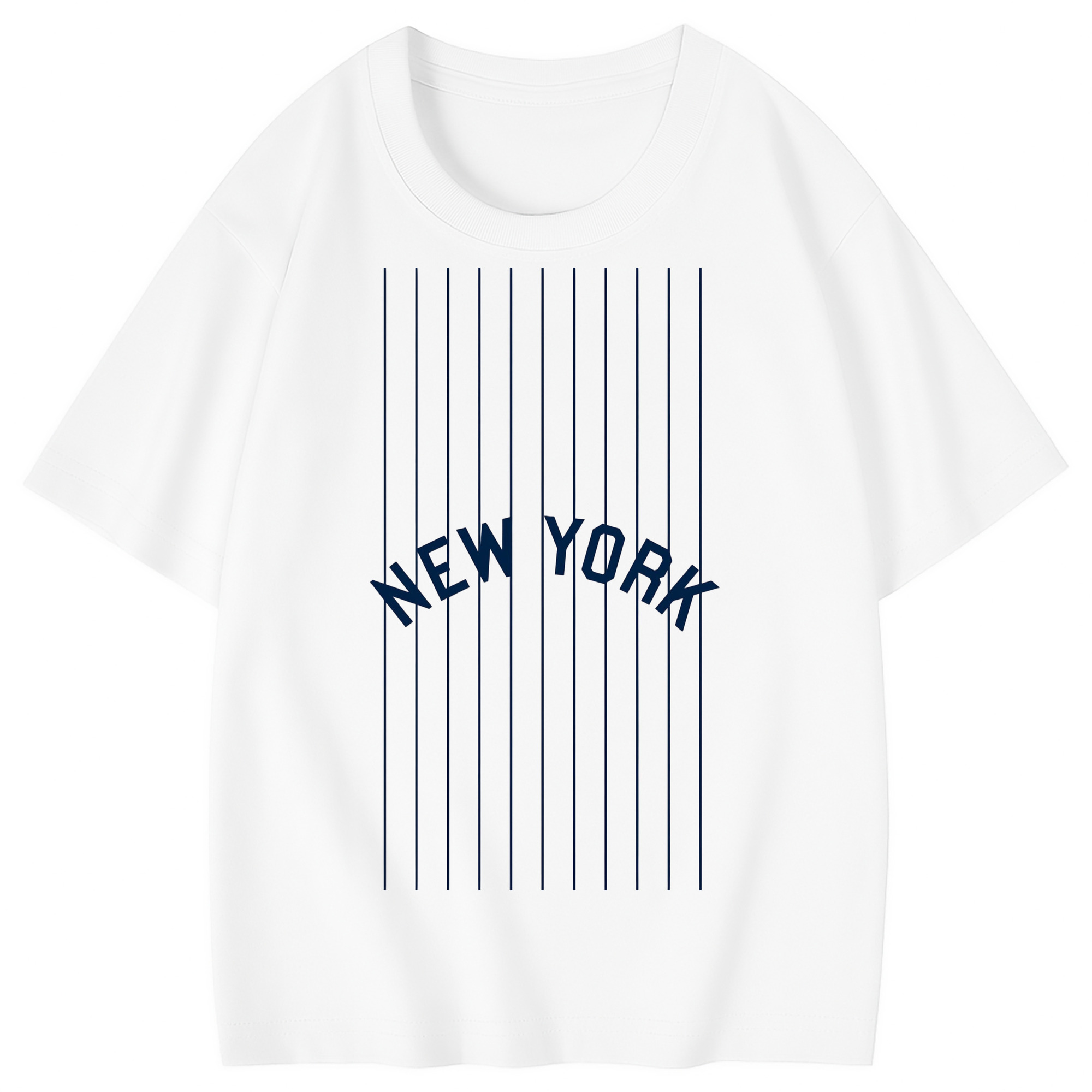 New York Yankees Pinstripe New York Combed Cotton Kids T-Shirt 180g With Front Heat Transfer Print – Soft, Lightweight, Side-Seamed Design – Stylish And Comfortable Casual Wear For Everyday Activities