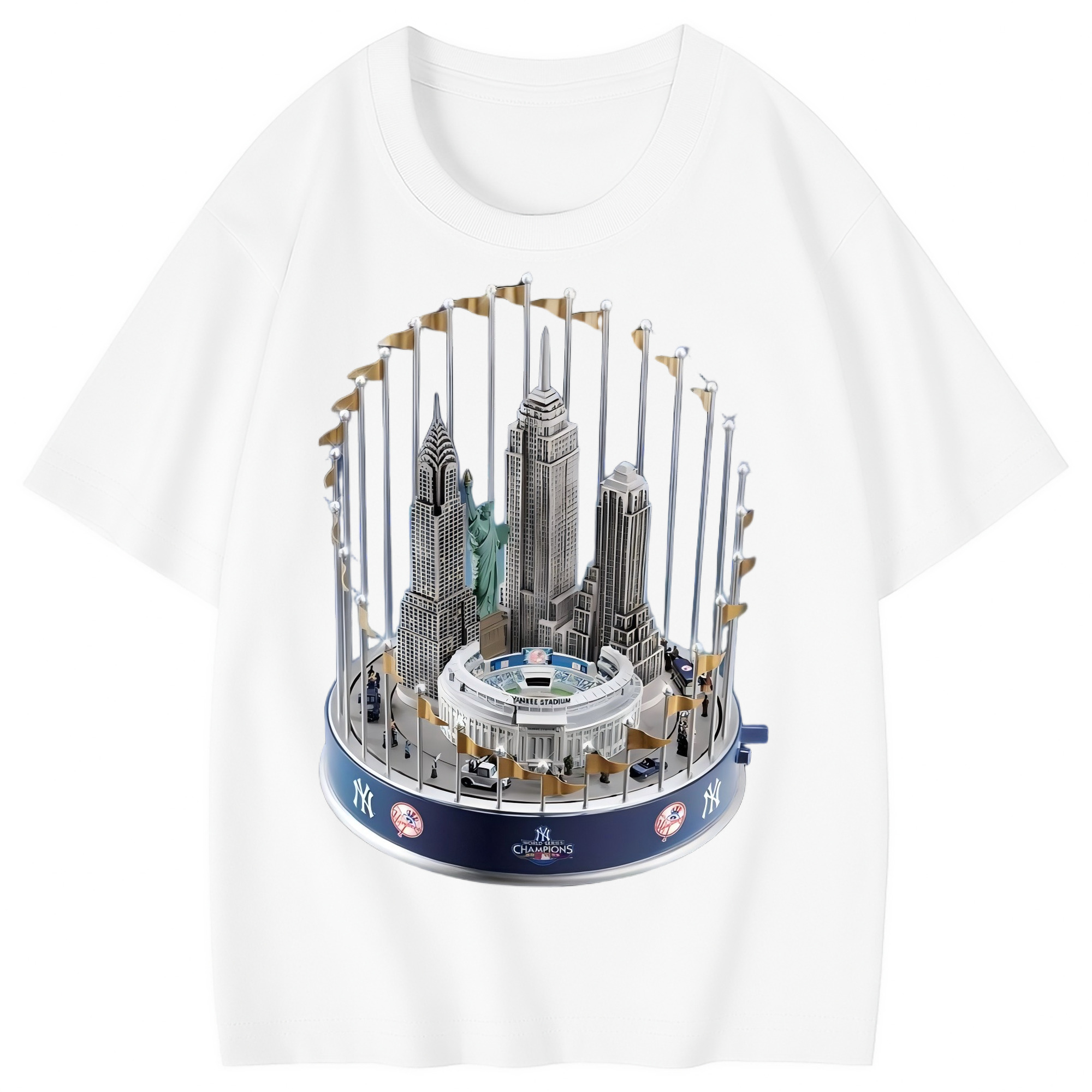 New York Yankees WS Champions Cup Combed Cotton Kids T-Shirt 180g With Front Heat Transfer Print – Soft, Lightweight, Side-Seamed Design – Stylish And Comfortable Casual Wear For Everyday Activities