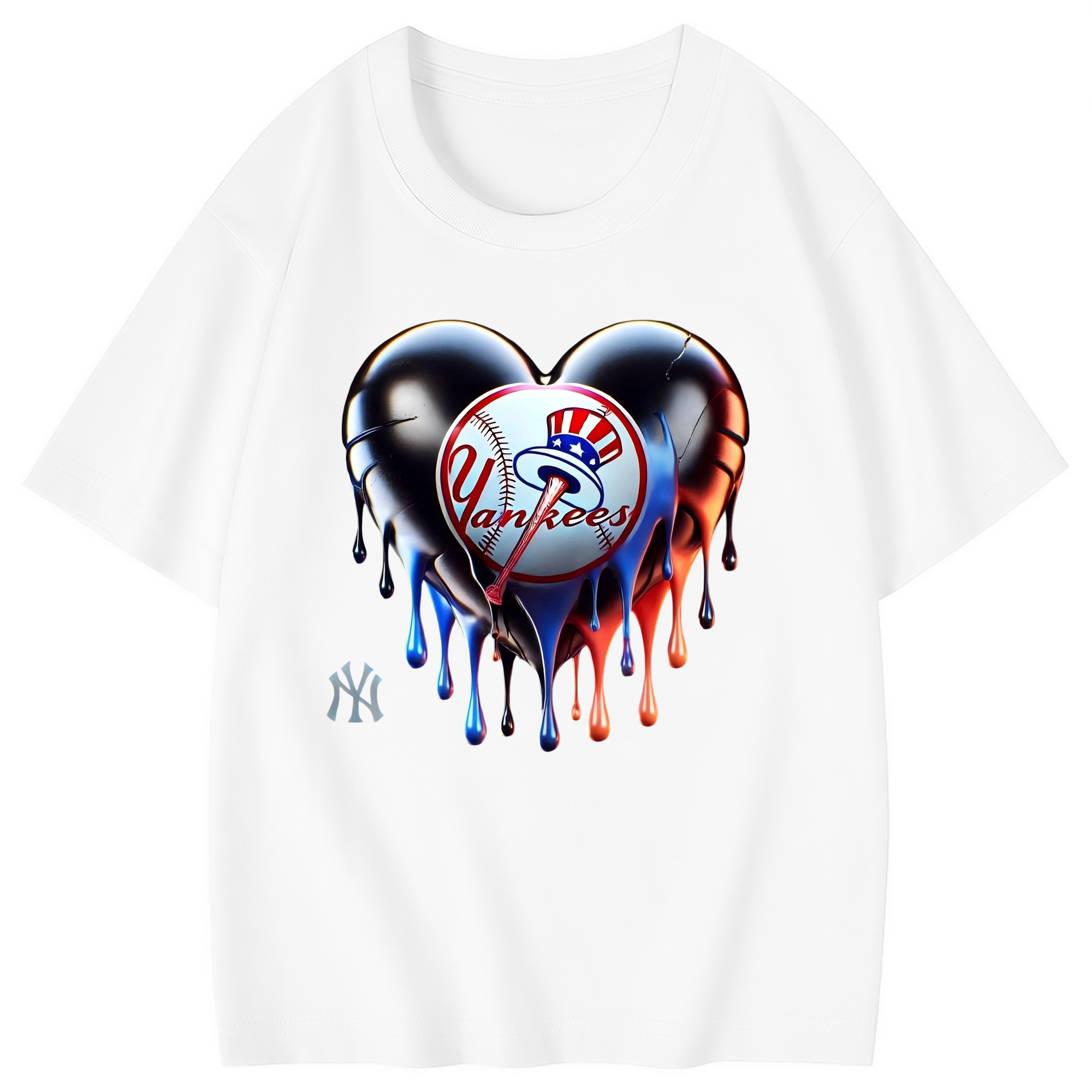 New York Yankees Heart Combed Cotton Kids T-Shirt 180g With Front Heat Transfer Print – Soft, Lightweight, Side-Seamed Design – Stylish And Comfortable Casual Wear For Everyday Activities