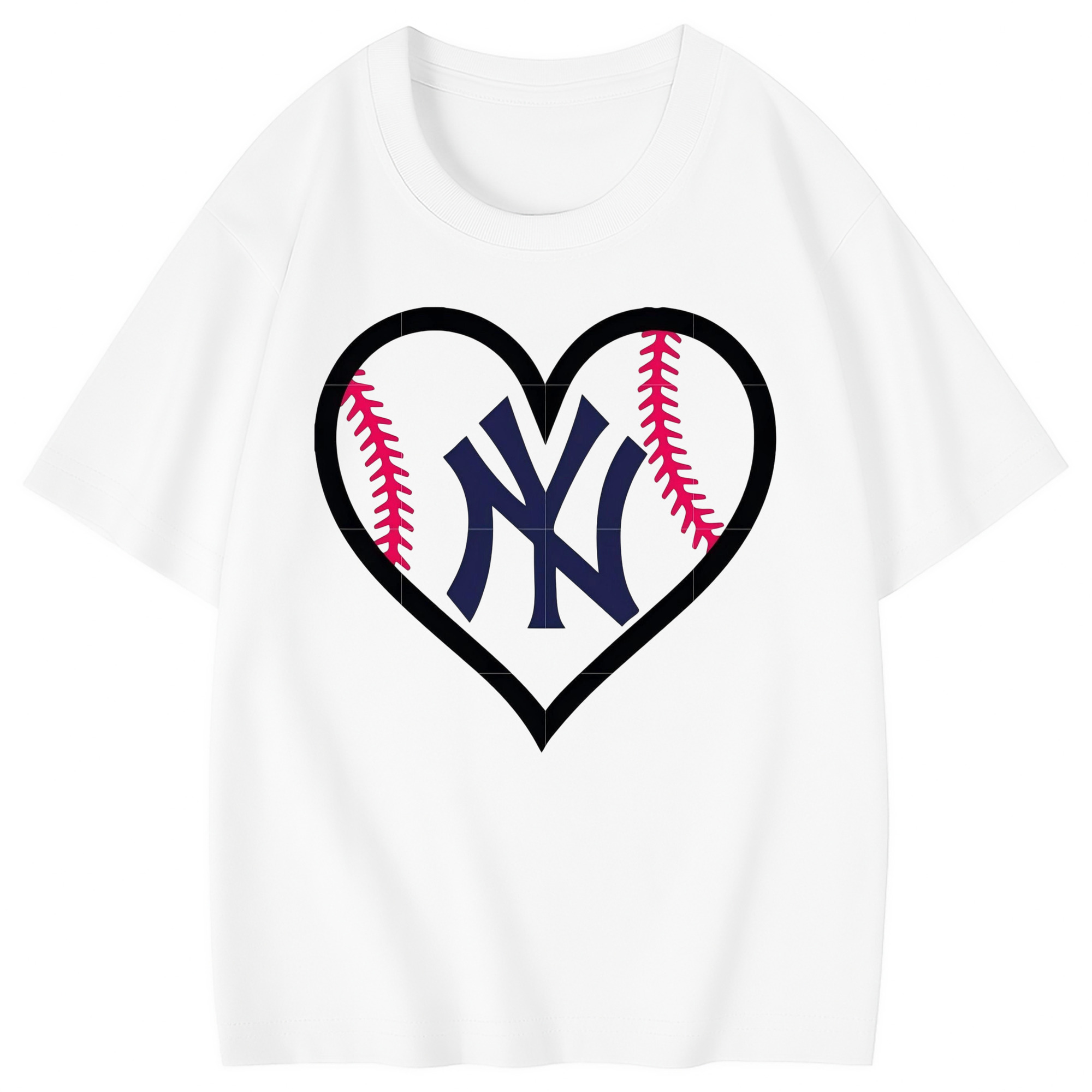 New York Yankees Heart Combed Cotton Kids T-Shirt 180g With Front Heat Transfer Print – Soft, Lightweight, Side-Seamed Design – Stylish And Comfortable Casual Wear For Everyday Activities