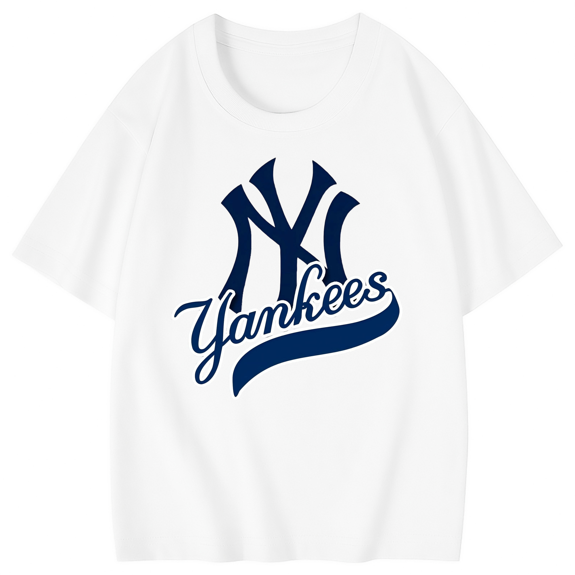 New York Yankees Blue Logo Combed Cotton Kids T-Shirt 180g With Front Heat Transfer Print – Soft, Lightweight, Side-Seamed Design – Stylish And Comfortable Casual Wear For Everyday Activities