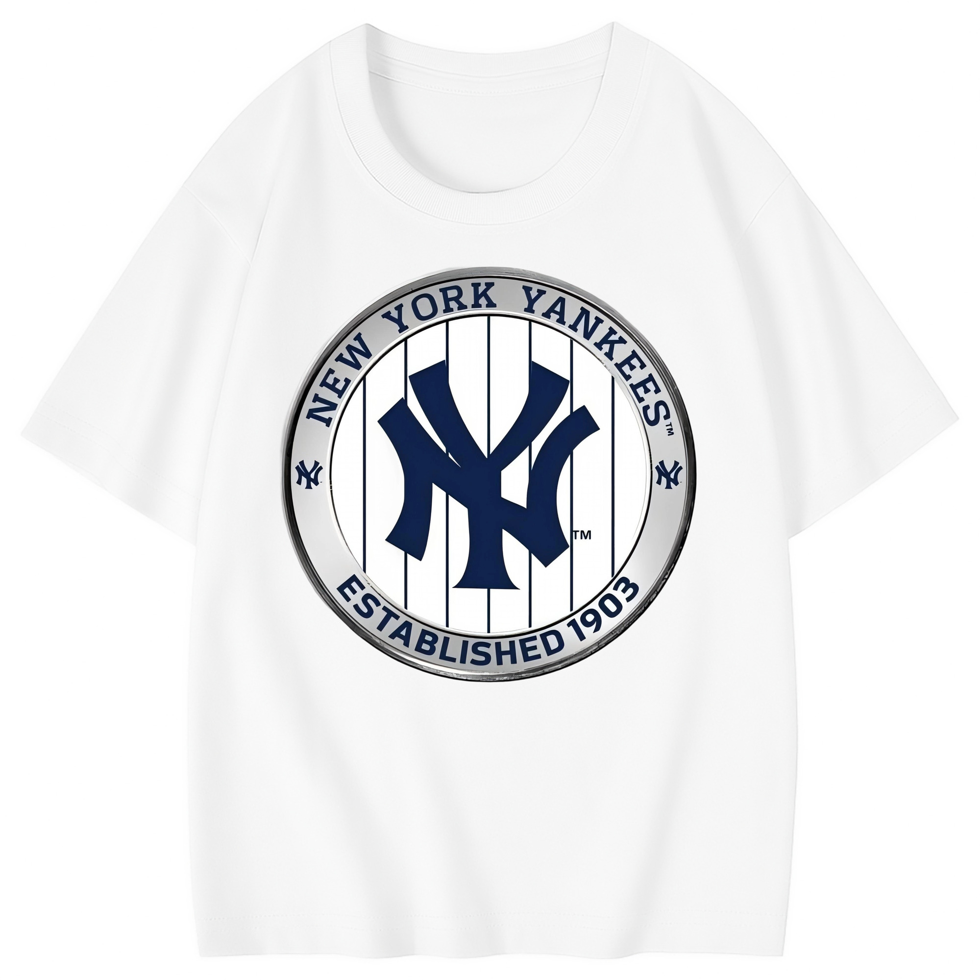 New York Yankees Established 1903 Combed Cotton Kids T-Shirt 180g With Front Heat Transfer Print – Soft, Lightweight, Side-Seamed Design – Stylish And Comfortable Casual Wear For Everyday Activities