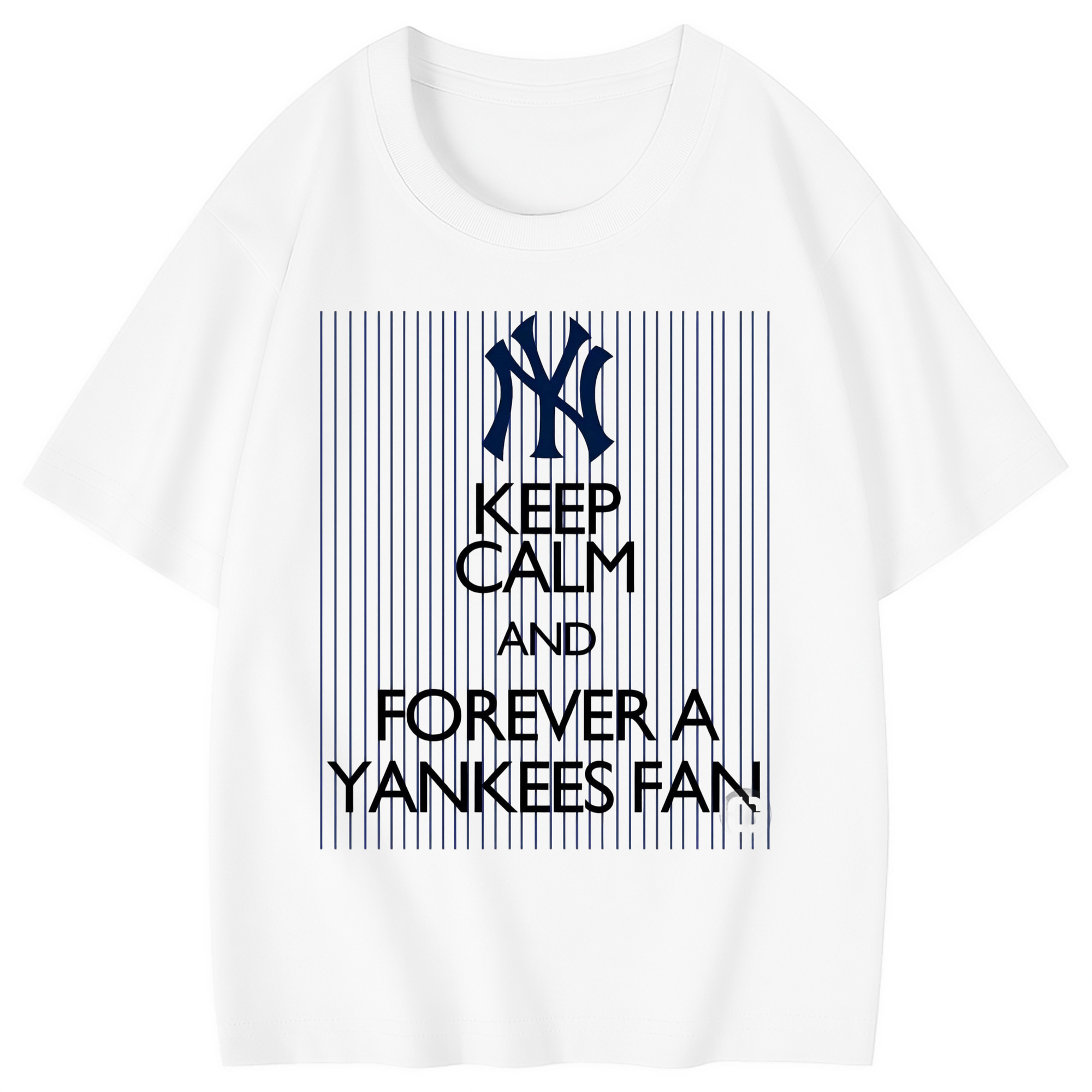New York Yankees Keep Calm and Forever A Yankees Fan Combed Cotton Kids T-Shirt 180g With Front Heat Transfer Print – Soft, Lightweight, Side-Seamed Design – Stylish And Comfortable Casual Wear For Everyday Activities