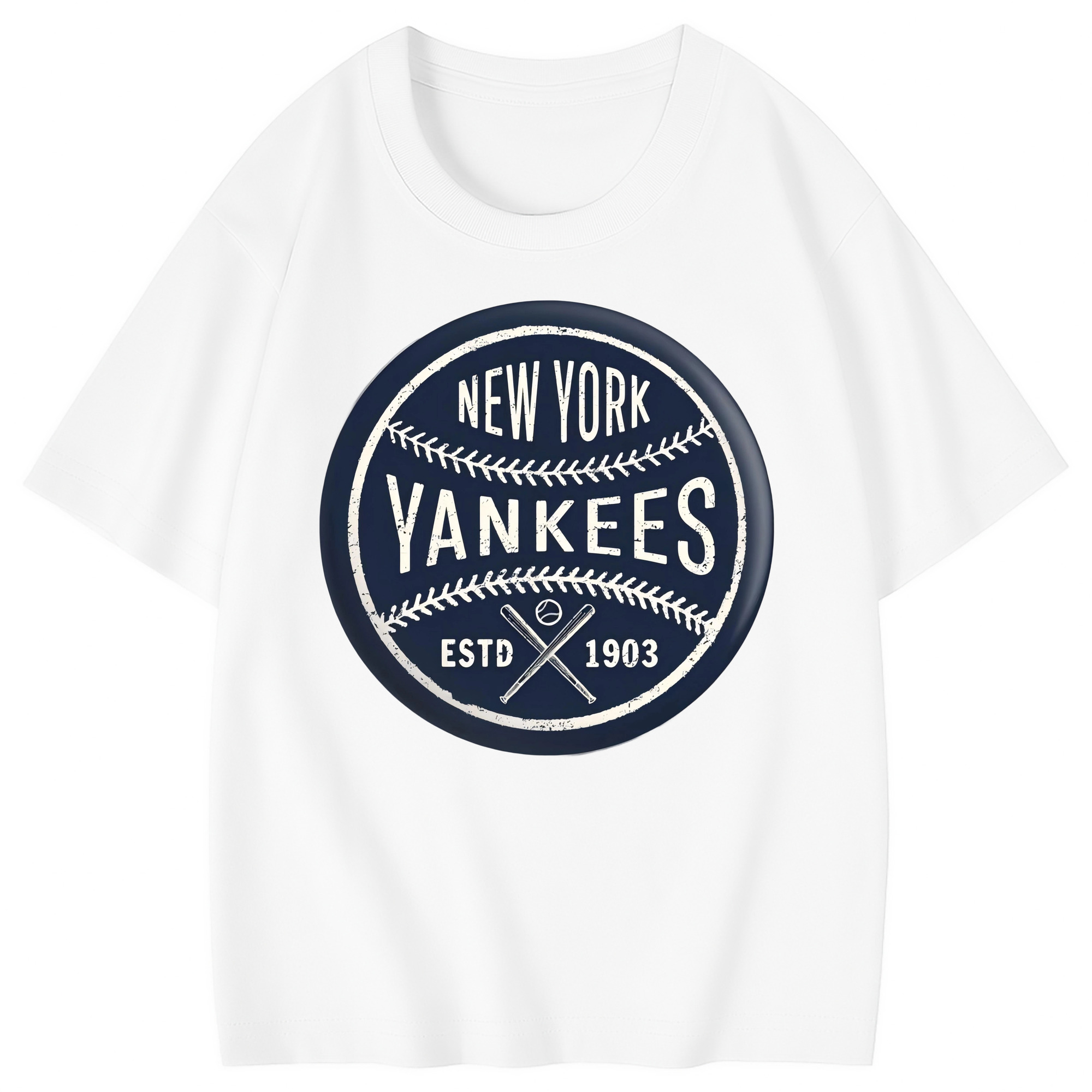 New York Yankees Estd 1903 Combed Cotton Kids T-Shirt 180g With Front Heat Transfer Print – Soft, Lightweight, Side-Seamed Design – Stylish And Comfortable Casual Wear For Everyday Activities