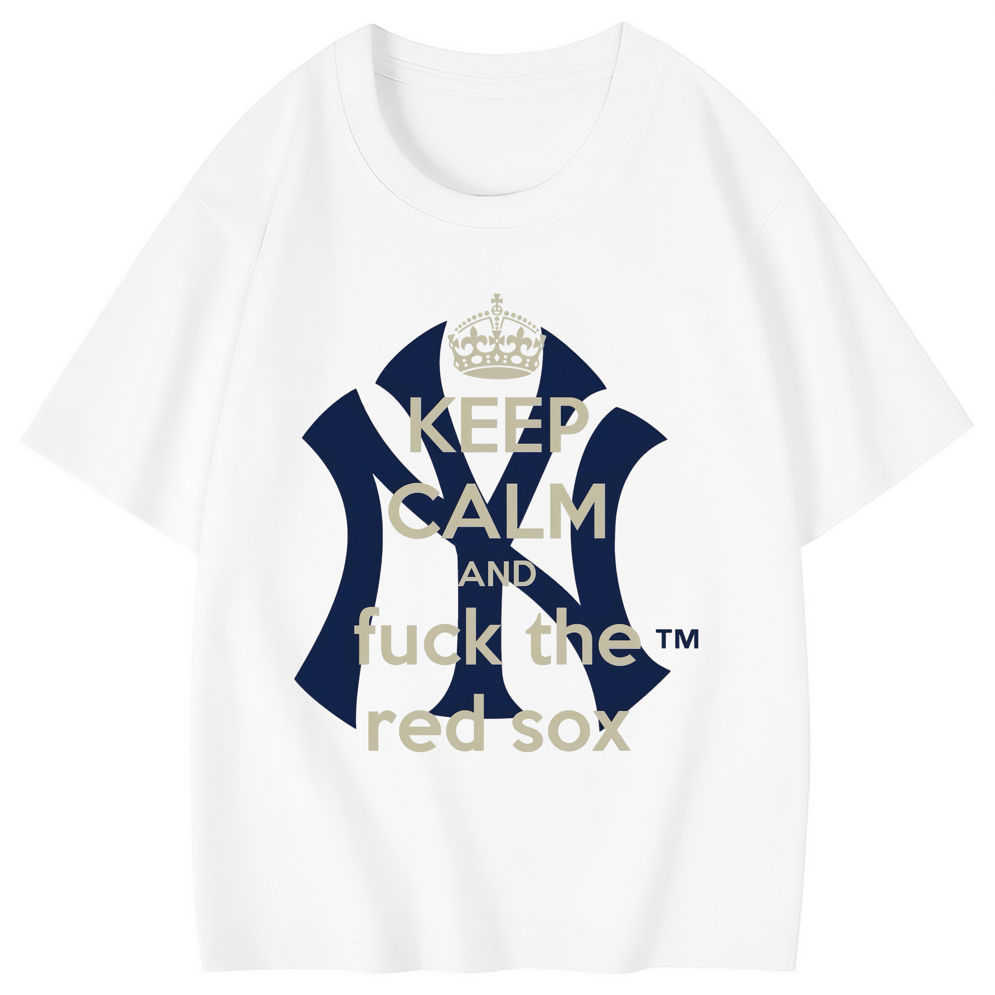 New York Yankees Keep Calm and Fuck The Red Sox Combed Cotton Kids T-Shirt 180g With Front Heat Transfer Print – Soft, Lightweight, Side-Seamed Design – Stylish And Comfortable Casual Wear For Everyday Activities