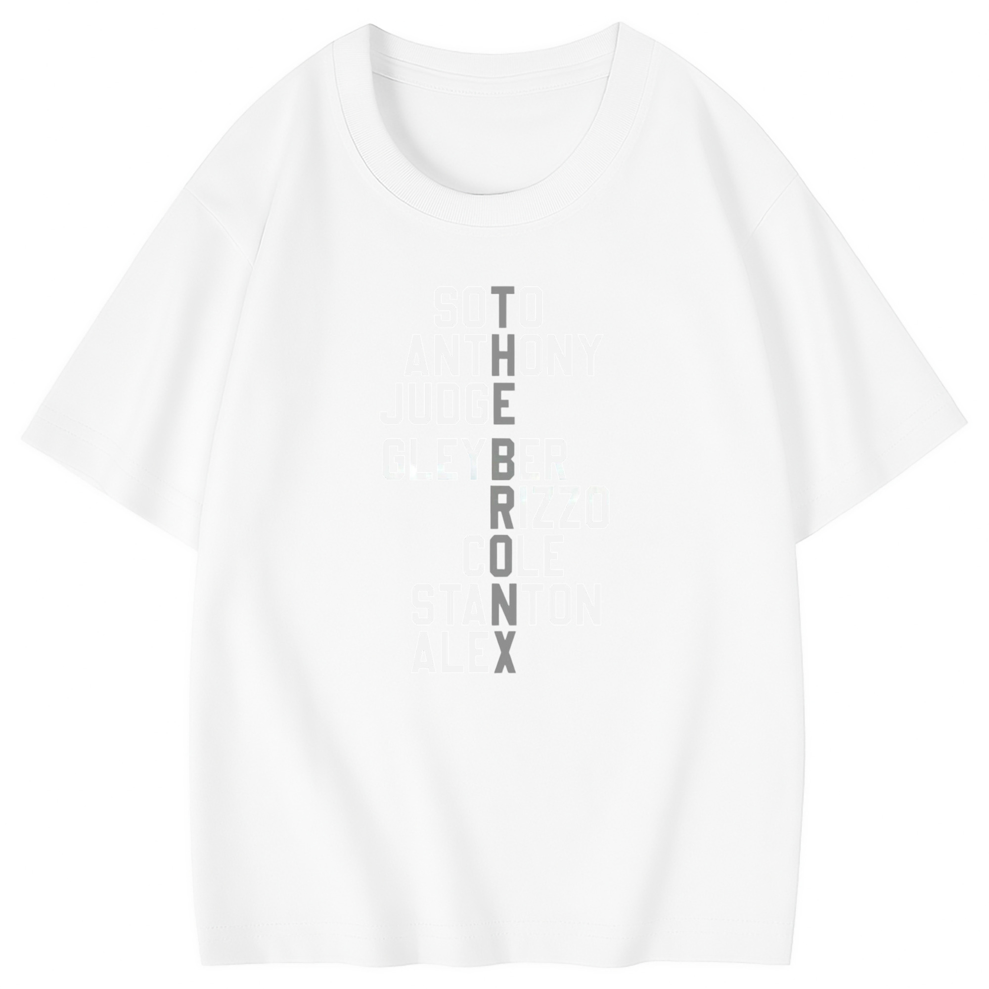 New York Yankees The Bronx Player Name Combed Cotton Kids T-Shirt 180g With Front Heat Transfer Print – Soft, Lightweight, Side-Seamed Design – Stylish And Comfortable Casual Wear For Everyday Activities