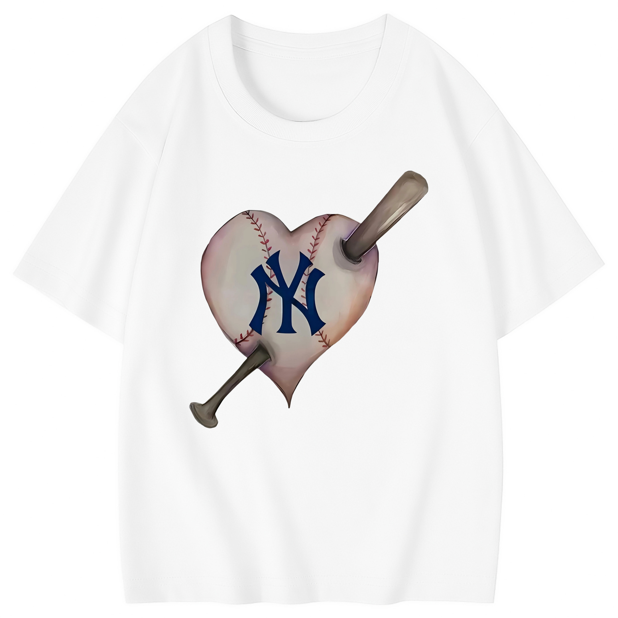 New York Yankees Heart Combed Cotton Kids T-Shirt 180g With Front Heat Transfer Print – Soft, Lightweight, Side-Seamed Design – Stylish And Comfortable Casual Wear For Everyday Activities