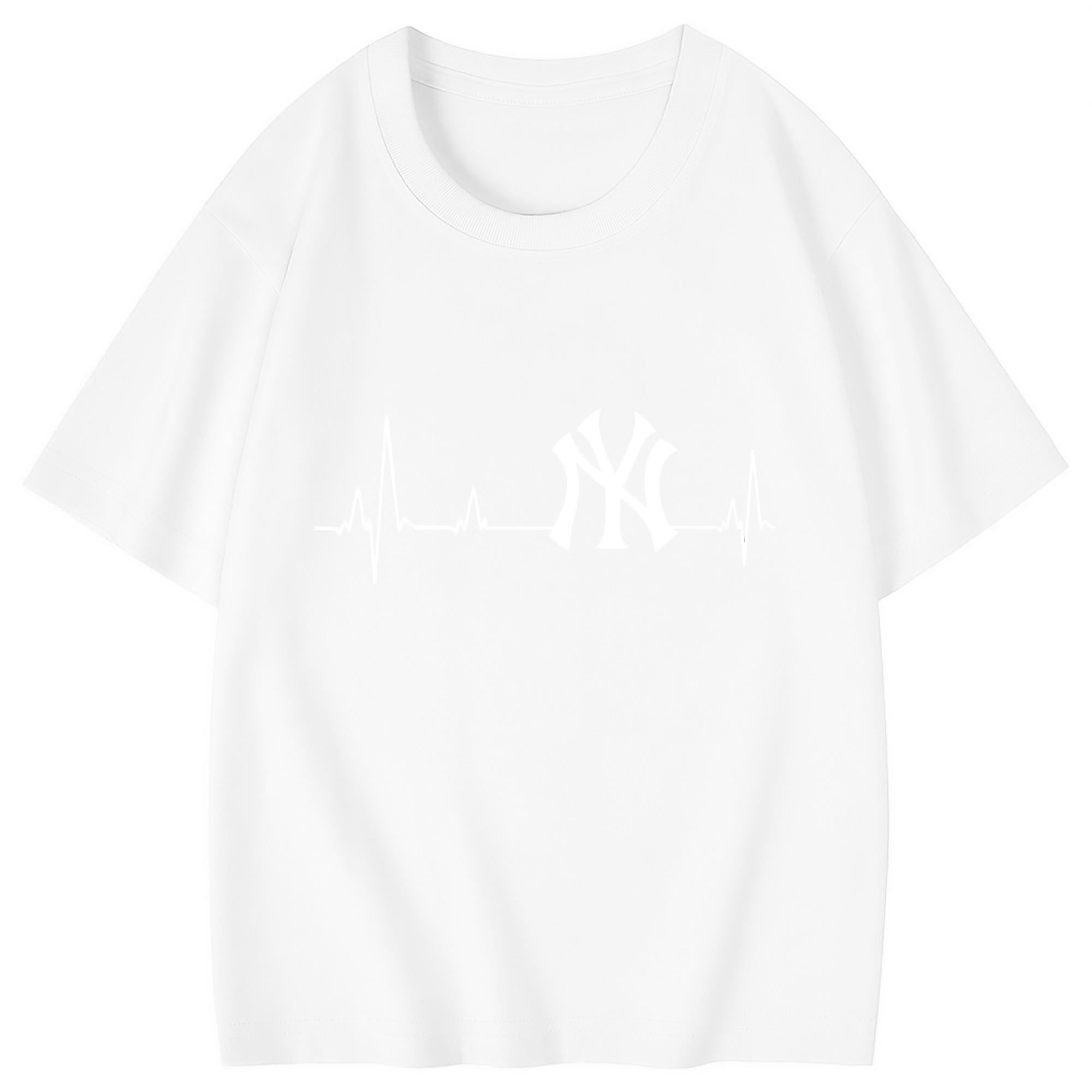 New York Yankees EKG Line Combed Cotton Kids T-Shirt 180g With Front Heat Transfer Print – Soft, Lightweight, Side-Seamed Design – Stylish And Comfortable Casual Wear For Everyday Activities