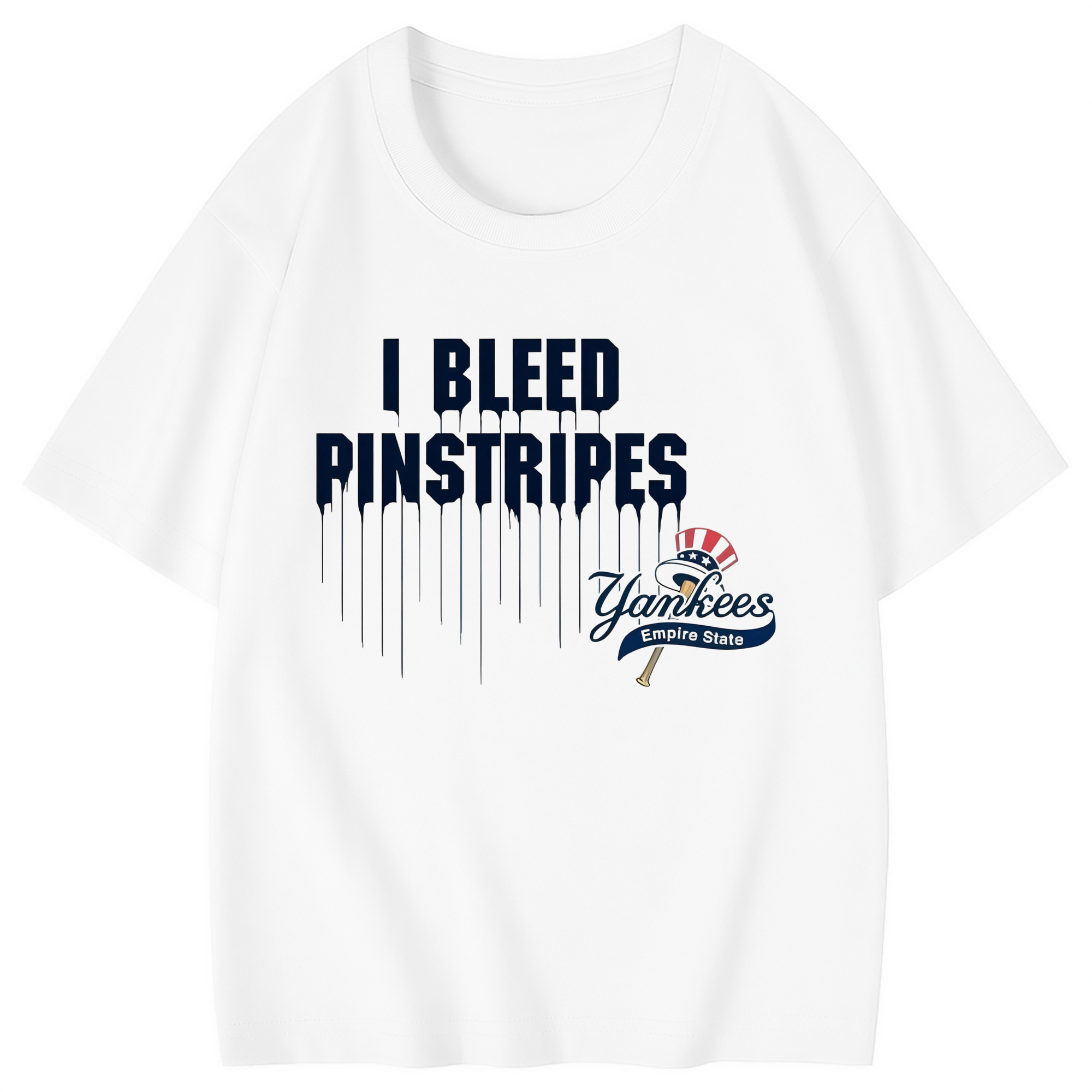 New York Yankees I Bleed Pinstripes Combed Cotton Kids T-Shirt 180g With Front Heat Transfer Print – Soft, Lightweight, Side-Seamed Design – Stylish And Comfortable Casual Wear For Everyday Activities