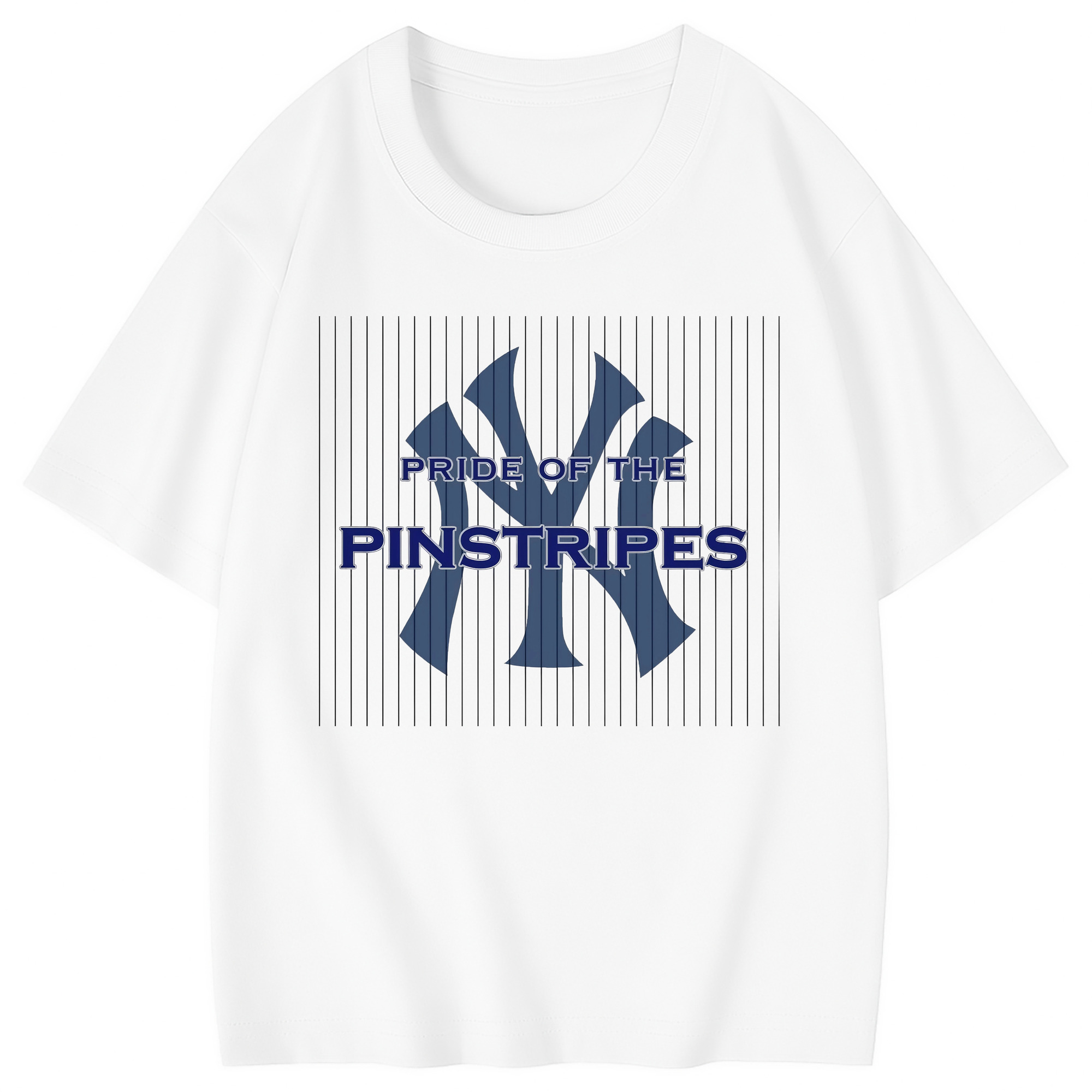New York Yankees Pride of The Pinstripes Combed Cotton Kids T-Shirt 180g With Front Heat Transfer Print – Soft, Lightweight, Side-Seamed Design – Stylish And Comfortable Casual Wear For Everyday Activities