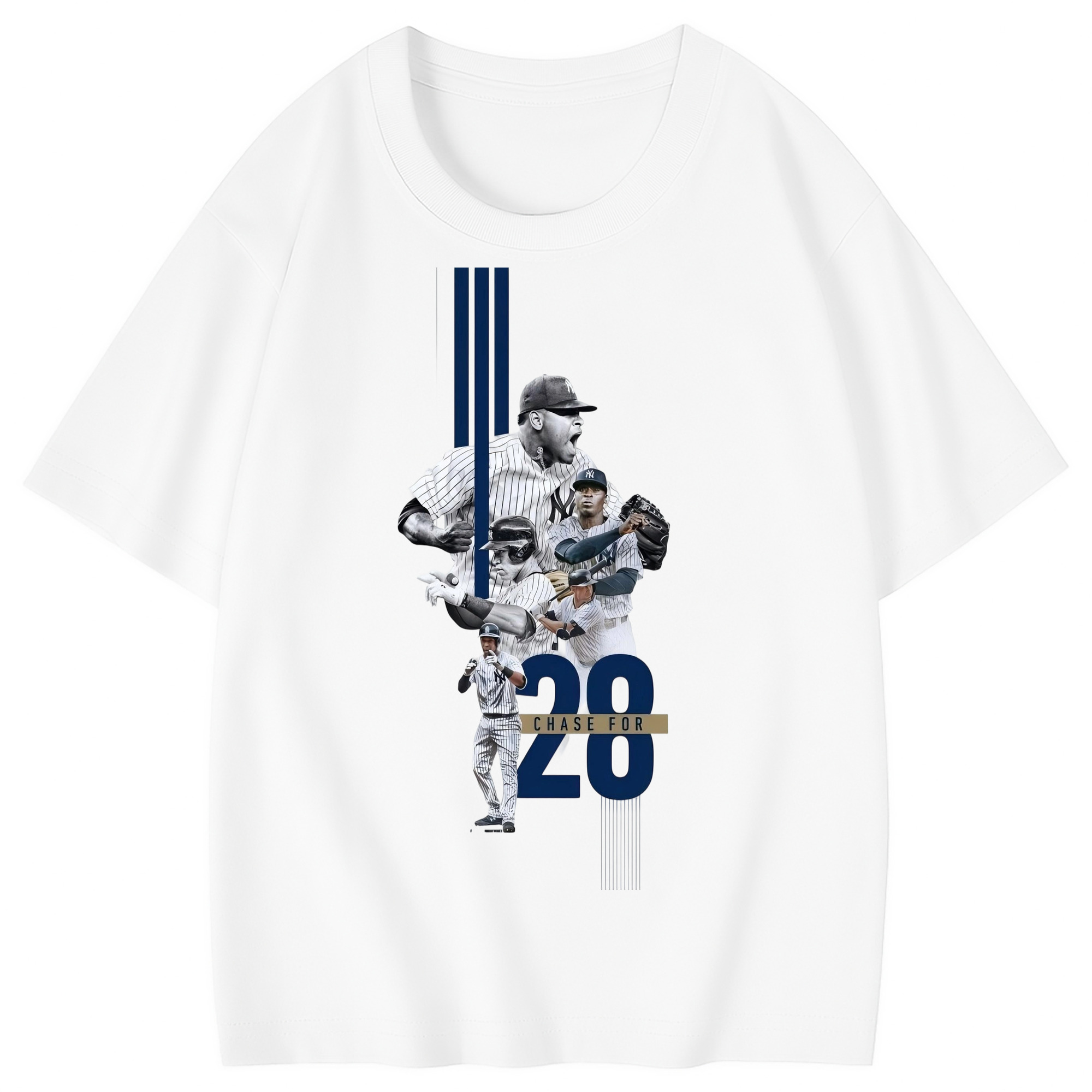 New York Yankees Chase For 28 Combed Cotton Kids T-Shirt 180g With Front Heat Transfer Print – Soft, Lightweight, Side-Seamed Design – Stylish And Comfortable Casual Wear For Everyday Activities