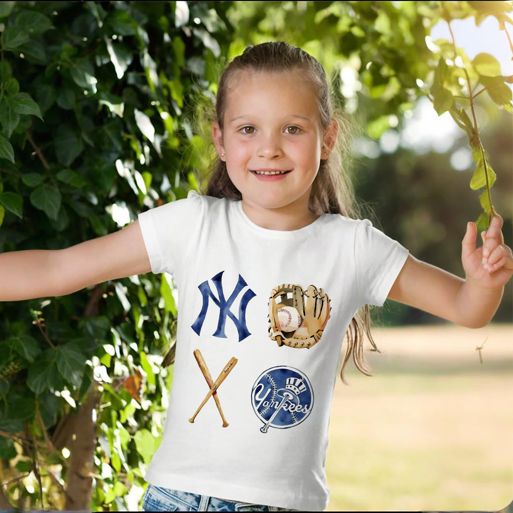 New York Yankees Baseball Combed Cotton Kids T-Shirt 180g With Front Heat Transfer Print – Soft, Lightweight, Side-Seamed Design – Stylish And Comfortable Casual Wear For Everyday Activities