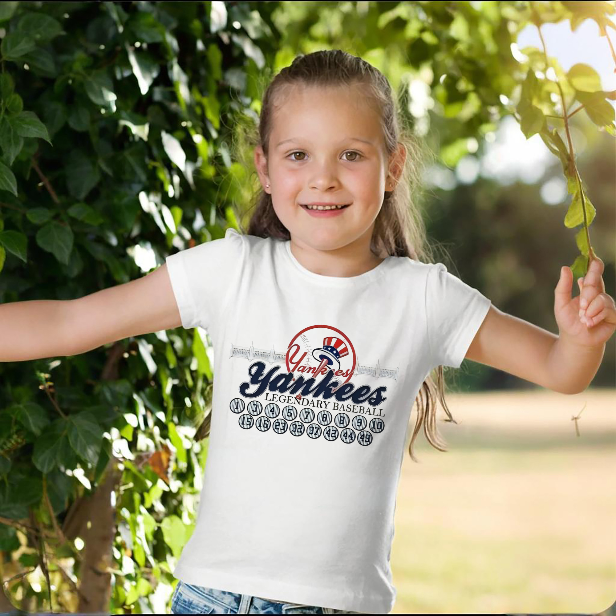 New York Yankees Legendary Baseball Combed Cotton Kids T-Shirt 180g With Front Heat Transfer Print – Soft, Lightweight, Side-Seamed Design – Stylish And Comfortable Casual Wear For Everyday Activities