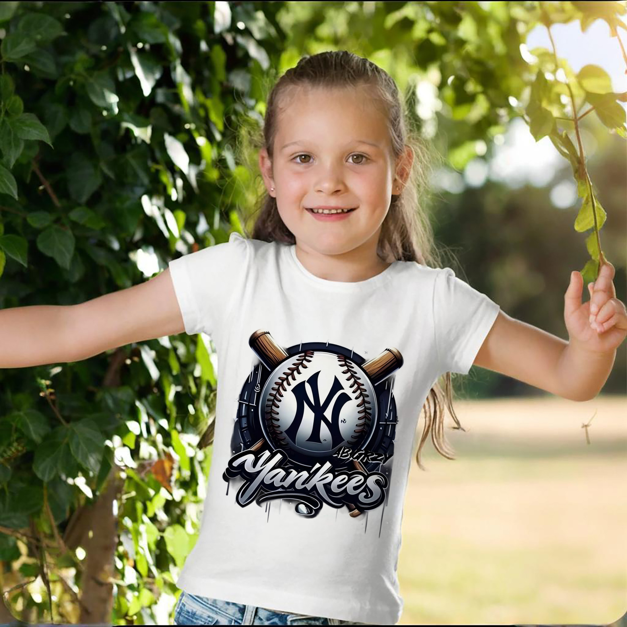 New York Yankees Baseball Combed Cotton Kids T-Shirt 180g With Front Heat Transfer Print – Soft, Lightweight, Side-Seamed Design – Stylish And Comfortable Casual Wear For Everyday Activities