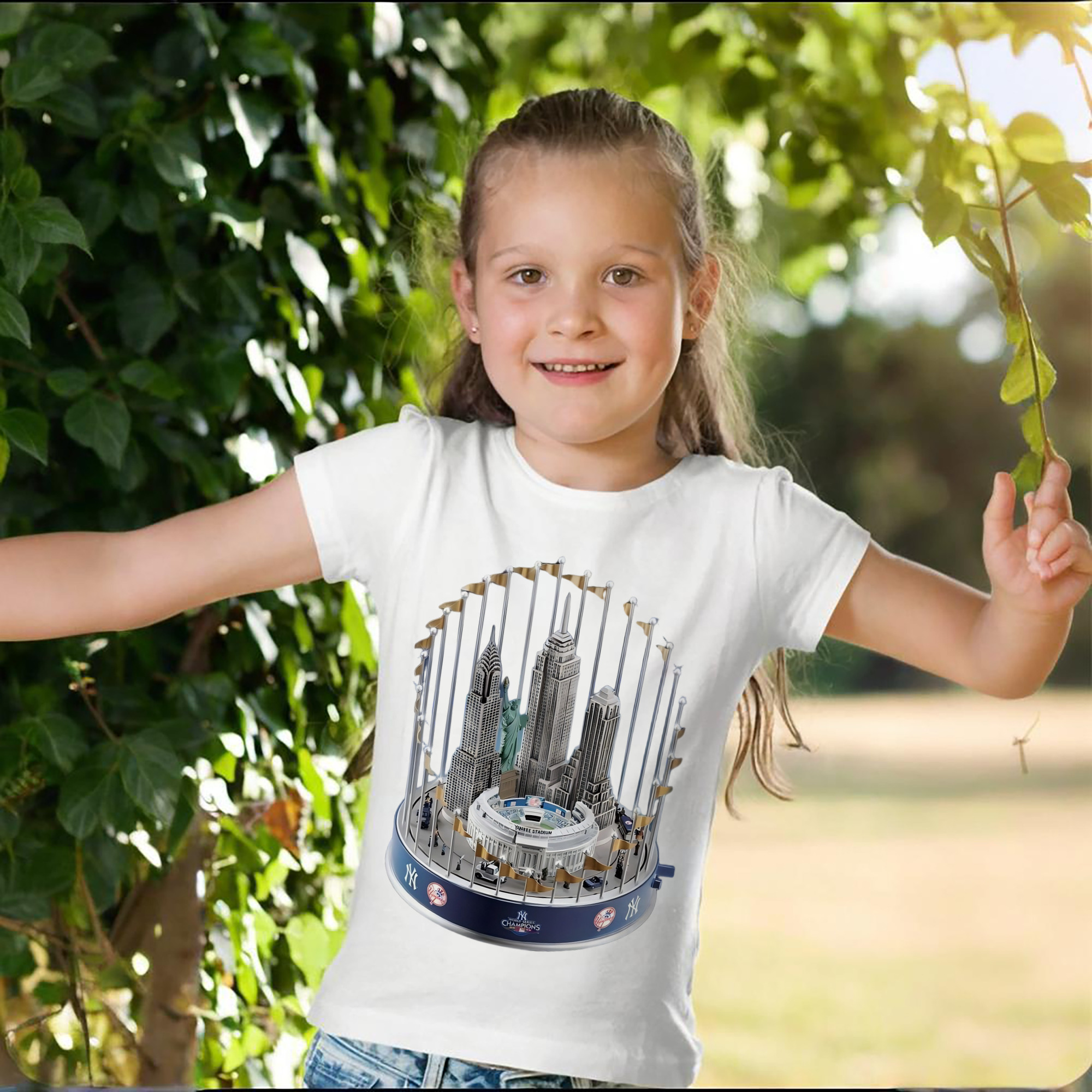 New York Yankees WS Champions Cup Combed Cotton Kids T-Shirt 180g With Front Heat Transfer Print – Soft, Lightweight, Side-Seamed Design – Stylish And Comfortable Casual Wear For Everyday Activities