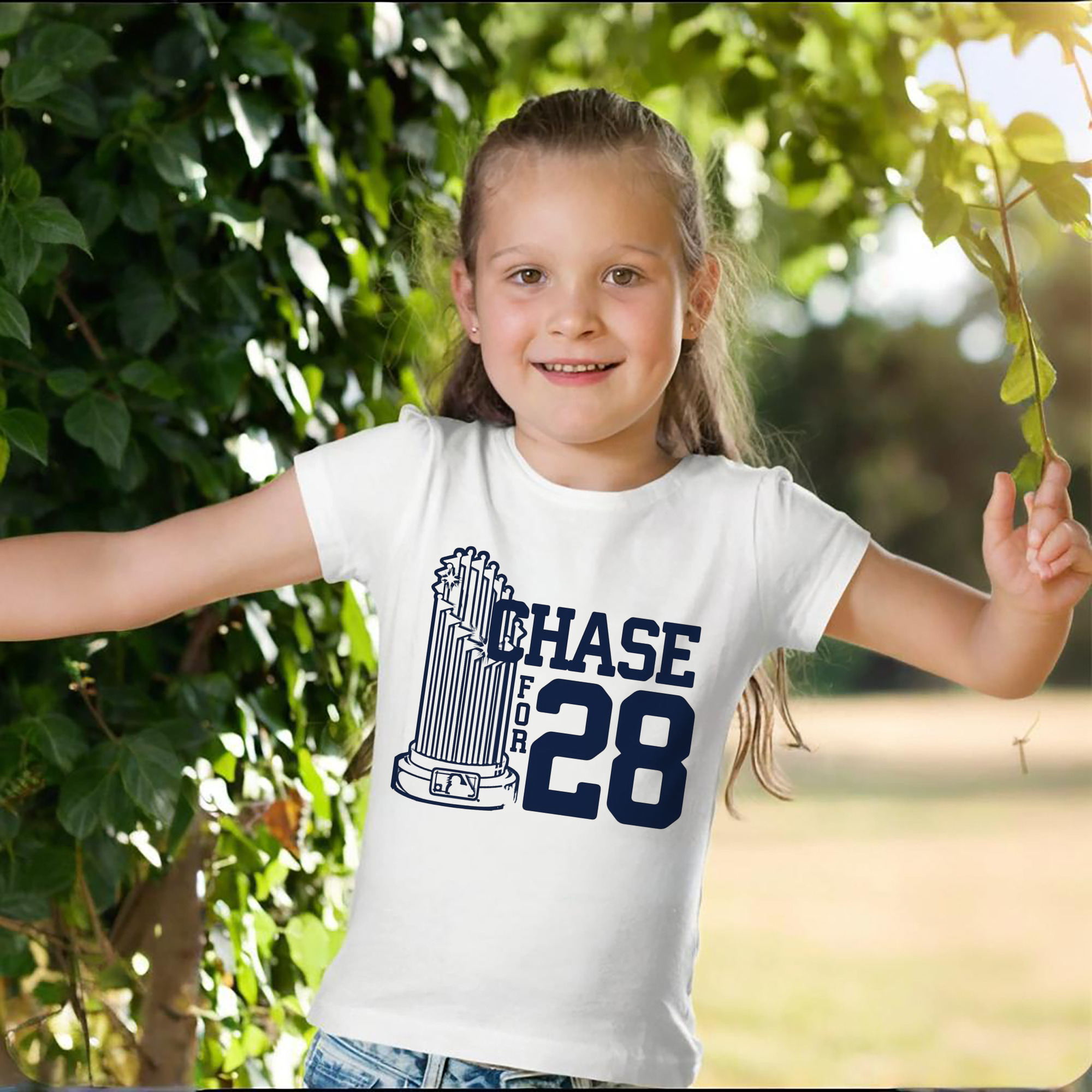 New York Yankees Chase For 28 Combed Cotton Kids T-Shirt 180g With Front Heat Transfer Print – Soft, Lightweight, Side-Seamed Design – Stylish And Comfortable Casual Wear For Everyday Activities