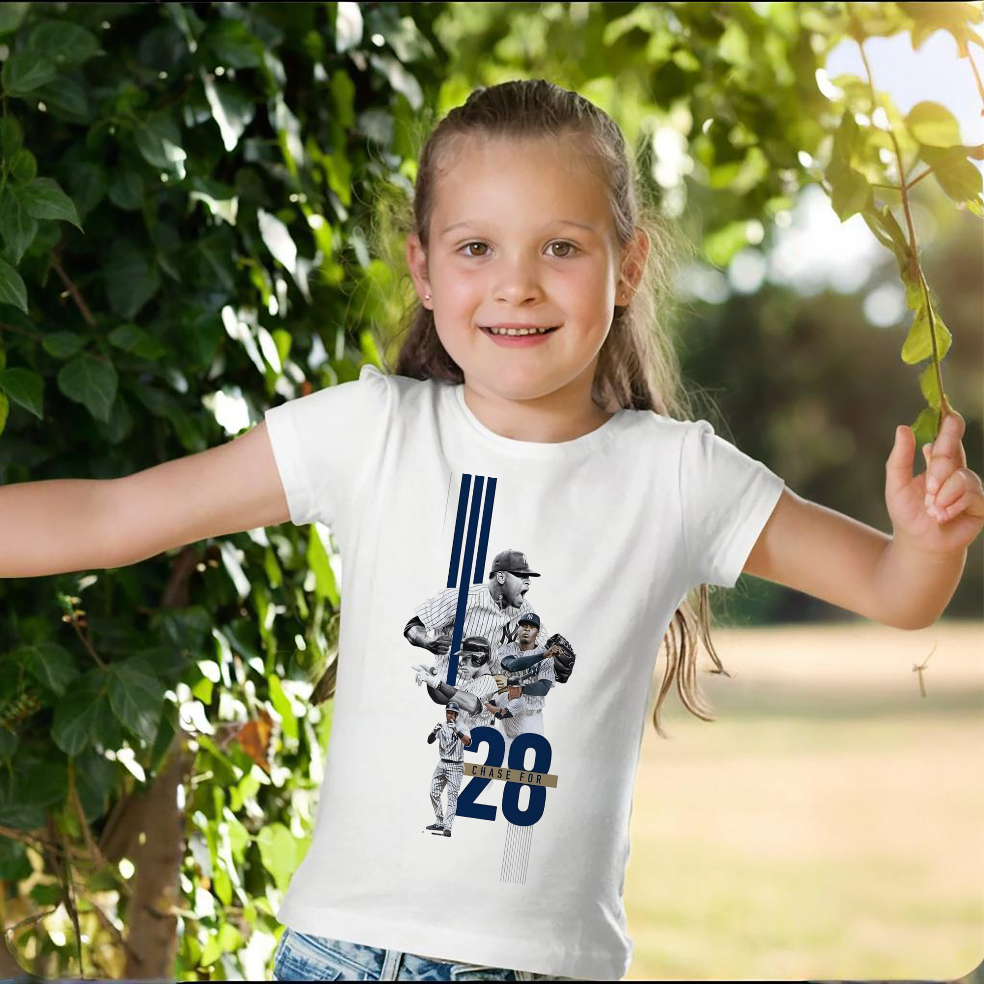 New York Yankees Chase For 28 Combed Cotton Kids T-Shirt 180g With Front Heat Transfer Print – Soft, Lightweight, Side-Seamed Design – Stylish And Comfortable Casual Wear For Everyday Activities