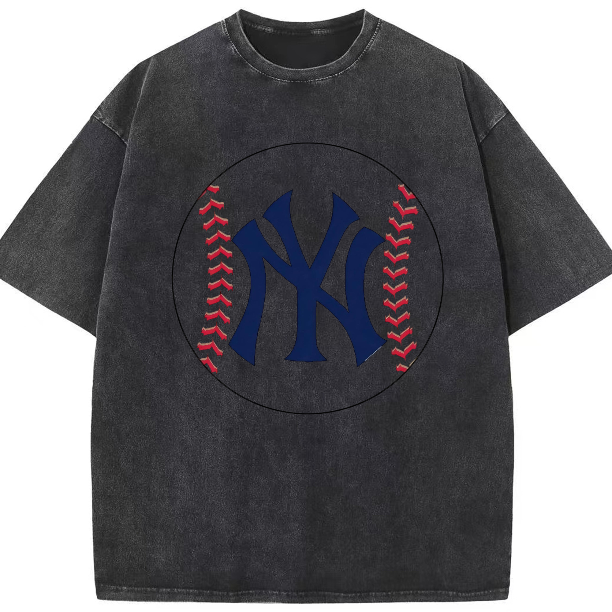 New York Yankees Baseball Washed Vintage Look 230g Cotton Oversized T-Shirt With Front Heat Transfer Print – Soft, Lightweight, Stylish Fit – Comfortable Casual Wear For Sports & Everyday Use