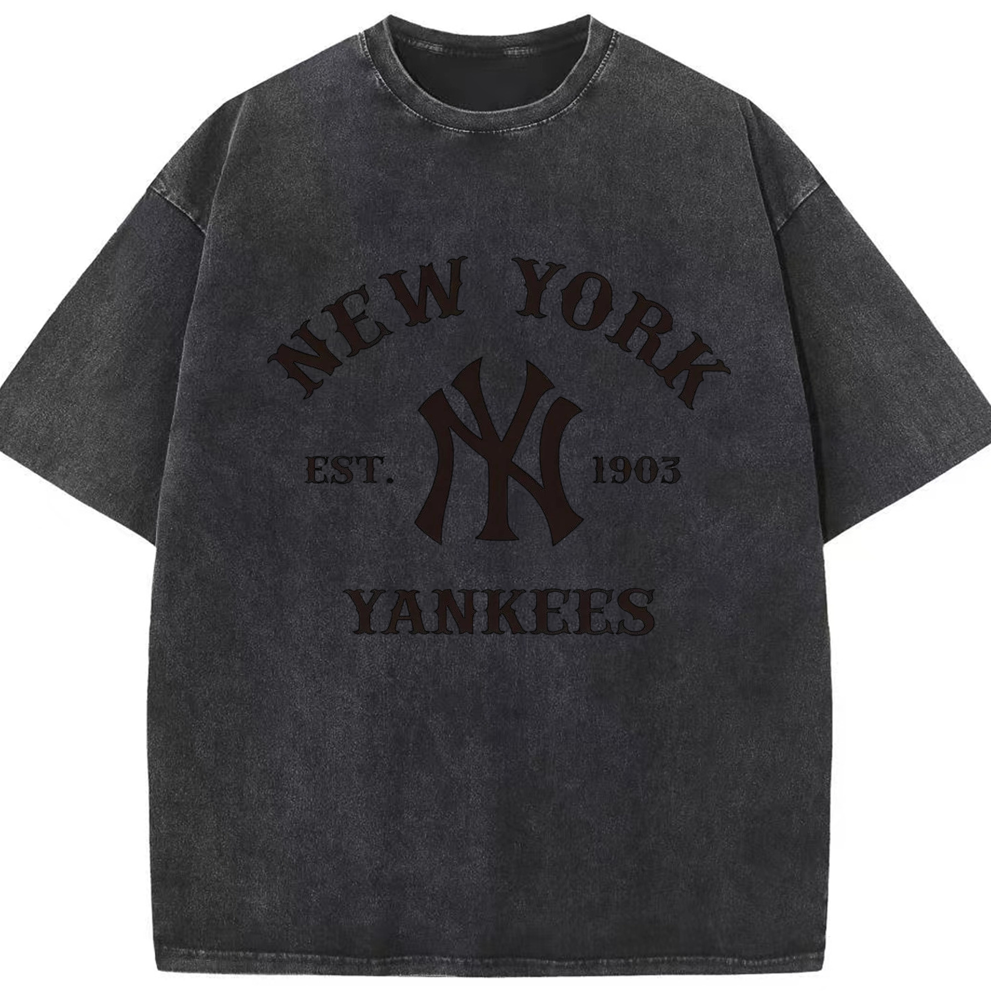 New York Yankees EST 1903 Washed Vintage Look 230g Cotton Oversized T-Shirt With Front Heat Transfer Print – Soft, Lightweight, Stylish Fit – Comfortable Casual Wear For Sports & Everyday Use