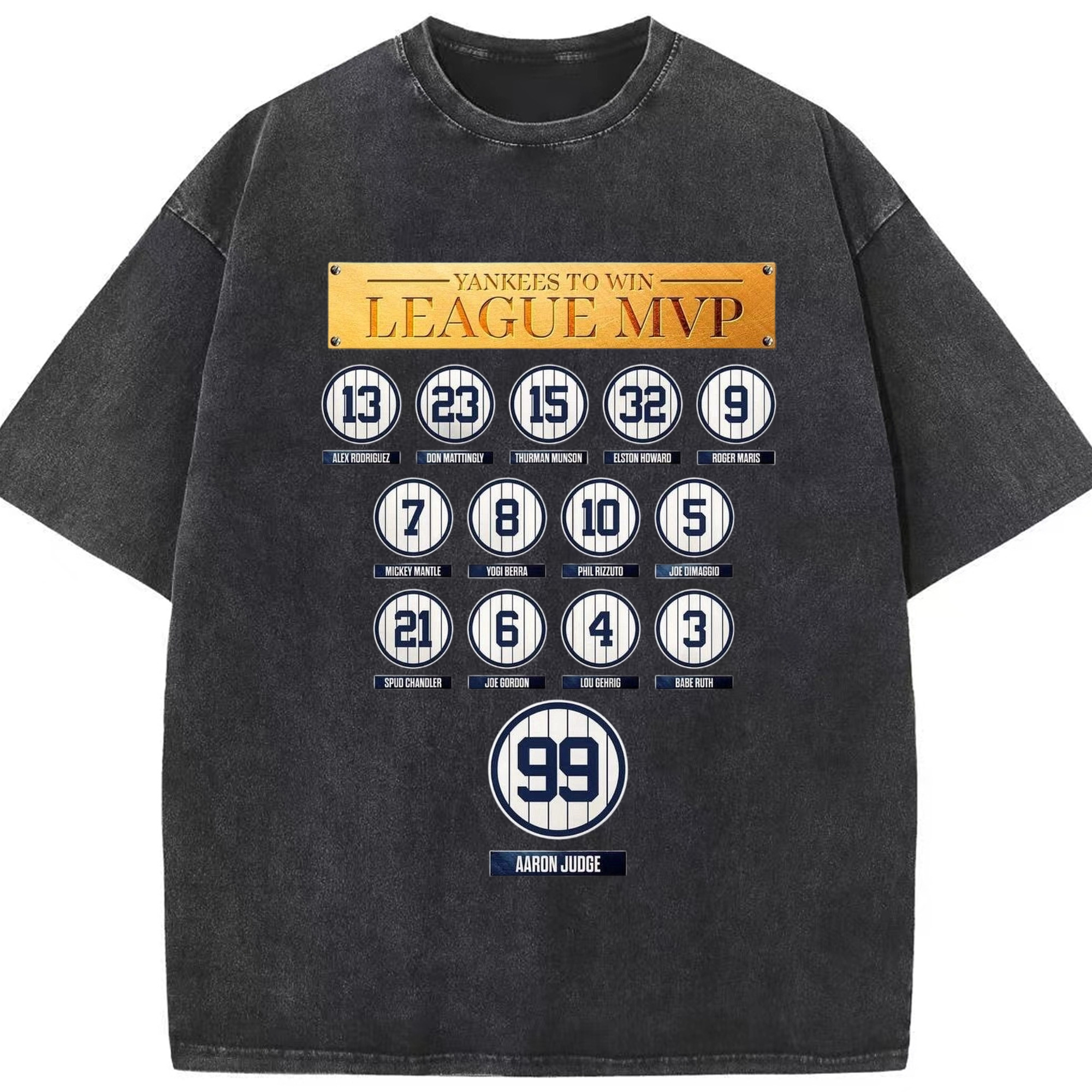 New York Yankees To Win League MVP Washed Vintage Look 230g Cotton Oversized T-Shirt With Front Heat Transfer Print – Soft, Lightweight, Stylish Fit – Comfortable Casual Wear For Sports & Everyday Use