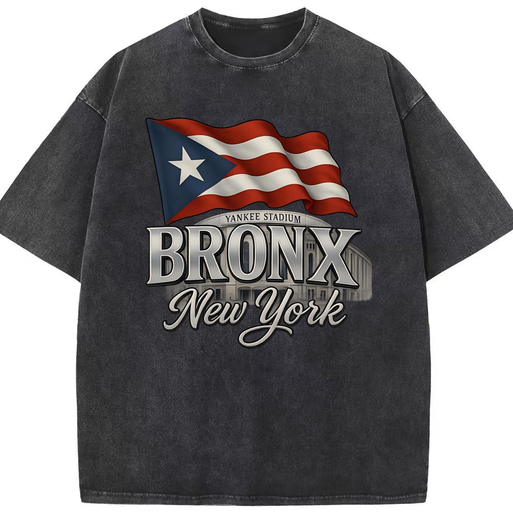 New York Yankees BRONX Yankees Stadium Washed Vintage Look 230g Cotton Oversized T-Shirt With Front Heat Transfer Print – Soft, Lightweight, Stylish Fit – Comfortable Casual Wear For Sports & Everyday Use