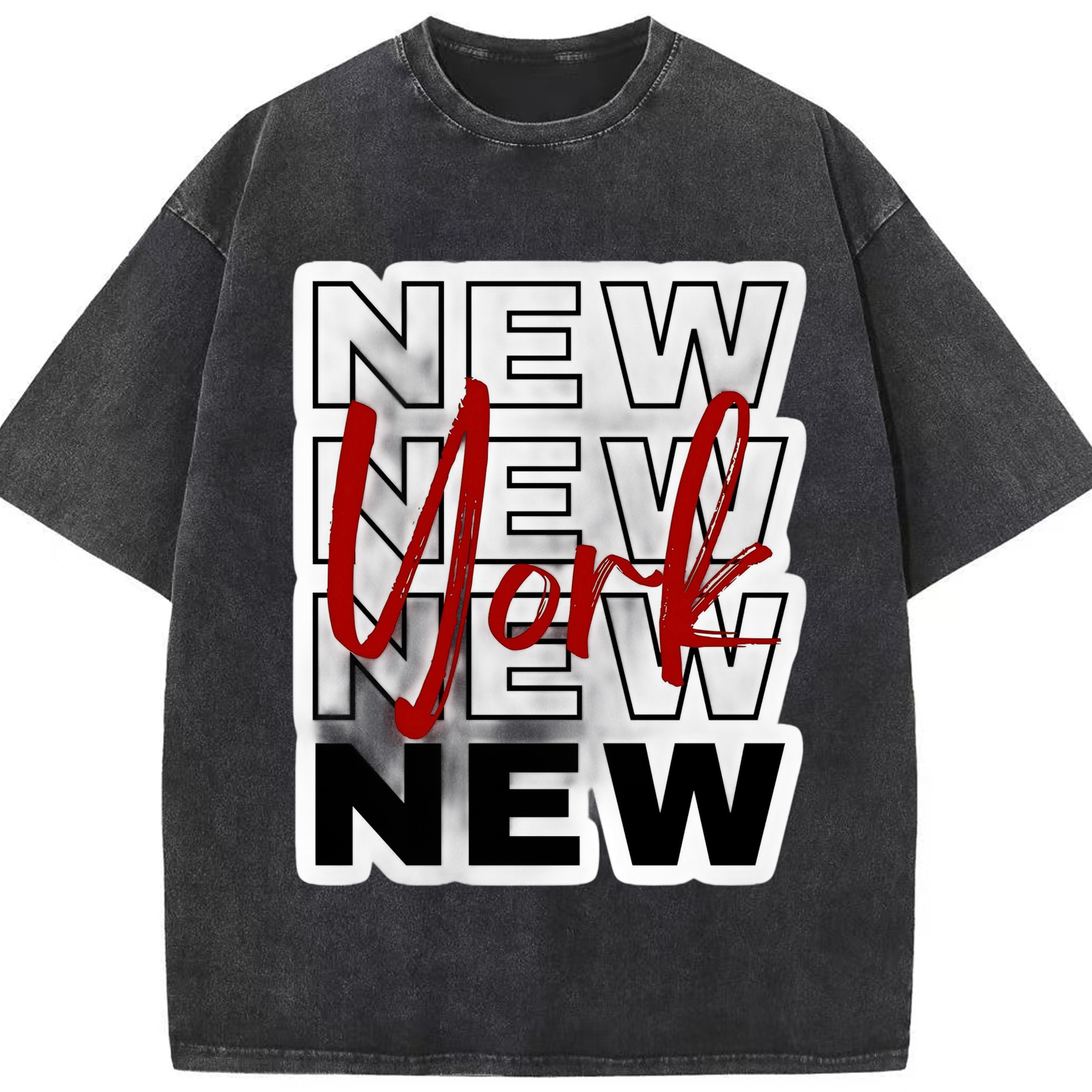 New York Yankees New York Logo Washed Vintage Look 230g Cotton Oversized T-Shirt With Front Heat Transfer Print – Soft, Lightweight, Stylish Fit – Comfortable Casual Wear For Sports & Everyday Use