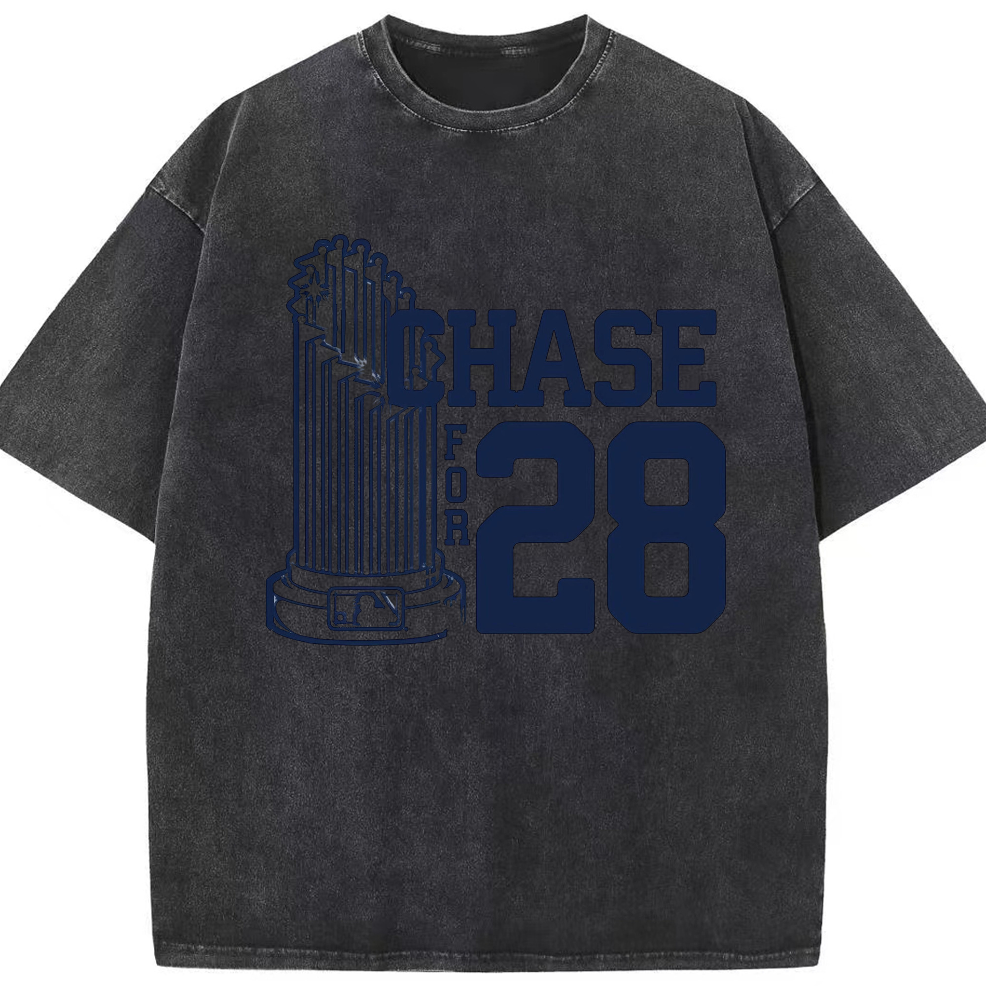 New York Yankees Chase For 28 Washed Vintage Look 230g Cotton Oversized T-Shirt With Front Heat Transfer Print – Soft, Lightweight, Stylish Fit – Comfortable Casual Wear For Sports & Everyday Use
