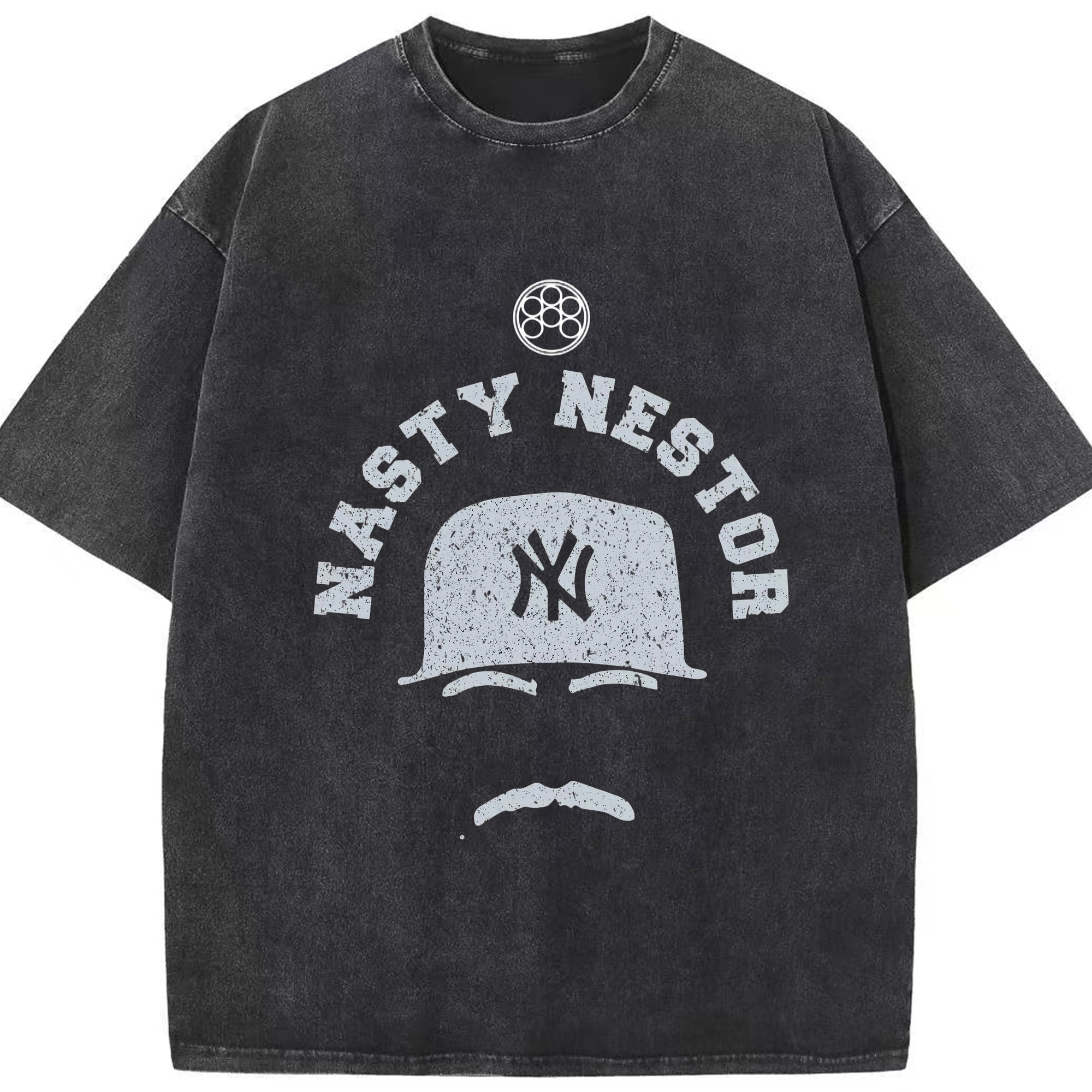 New York Yankees Nasty Nestor Washed Vintage Look 230g Cotton Oversized T-Shirt With Front Heat Transfer Print – Soft, Lightweight, Stylish Fit – Comfortable Casual Wear For Sports & Everyday Use