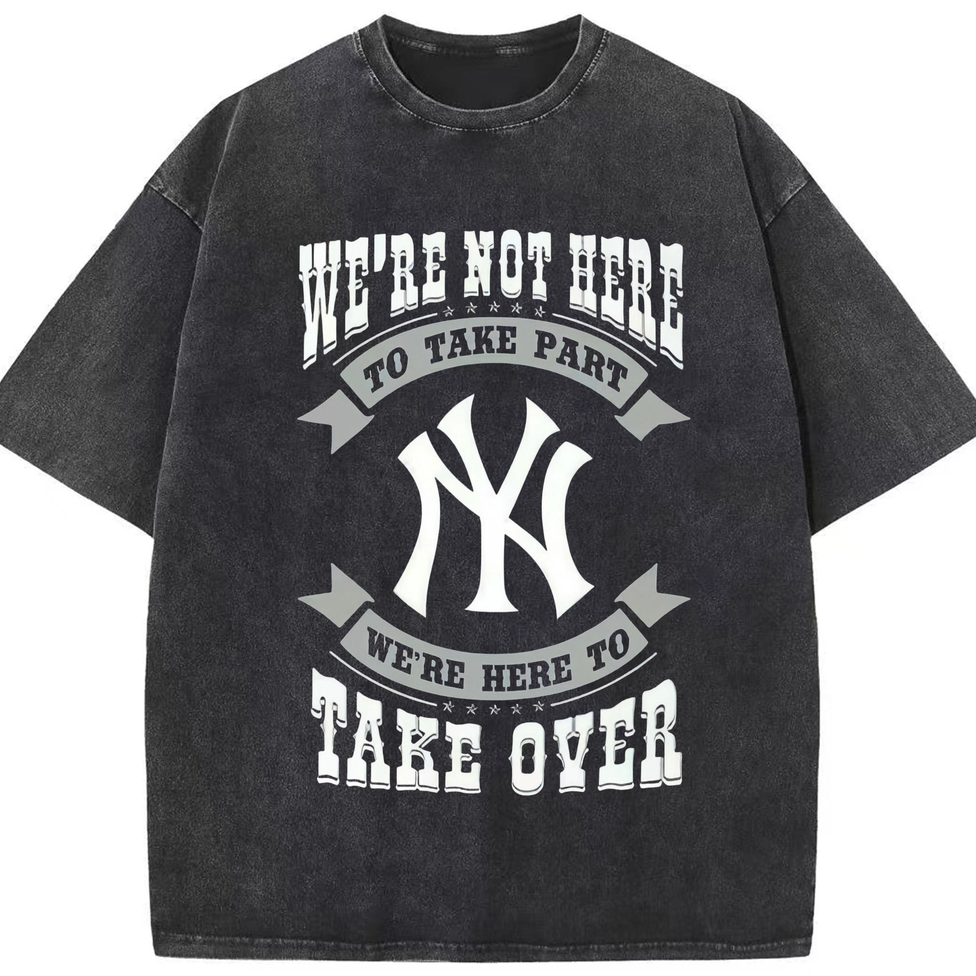New York Yankees 276 Washed Vintage Look 230g Cotton Oversized T-Shirt With Front Heat Transfer Print – Soft, Lightweight, Stylish Fit – Comfortable Casual Wear For Sports & Everyday Use