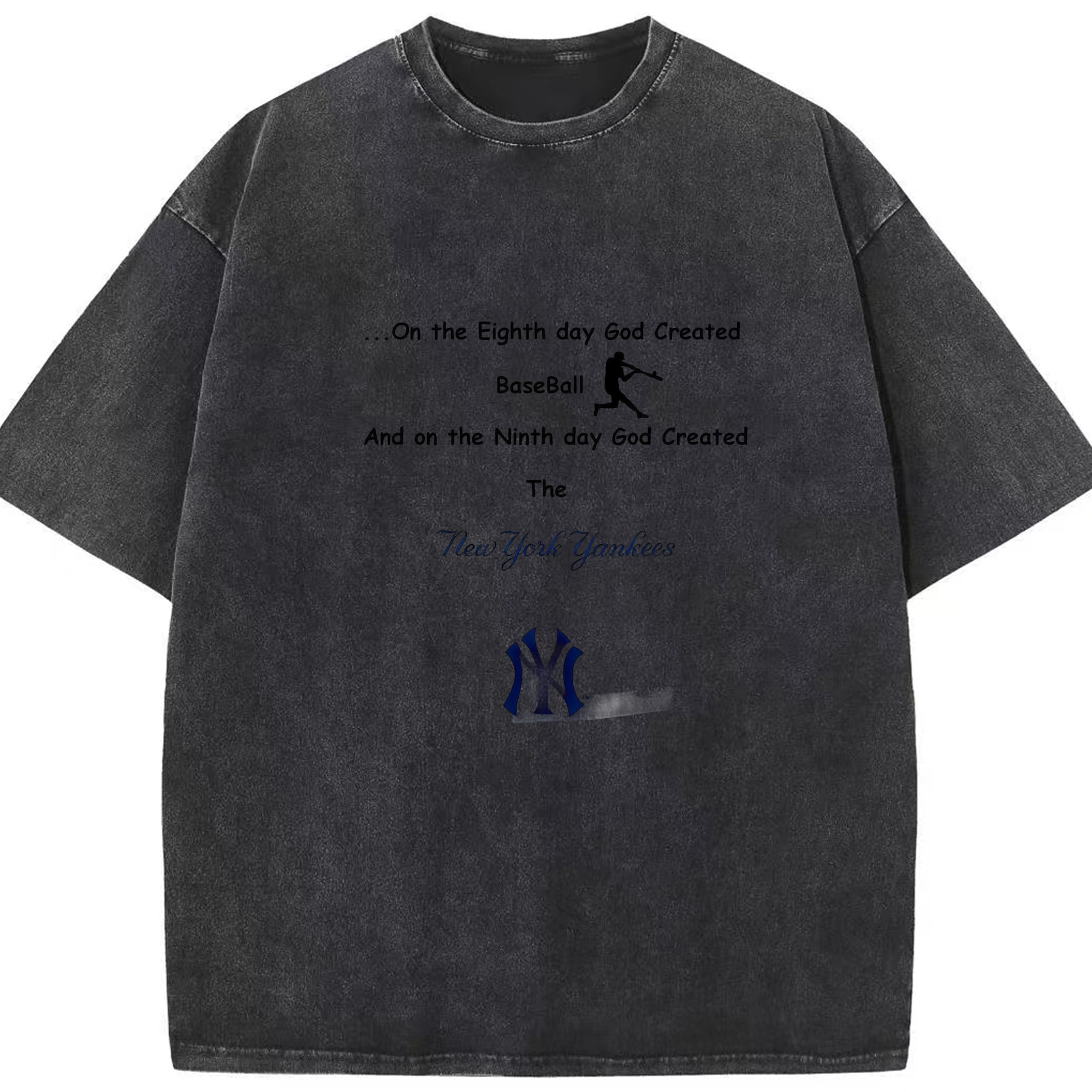 New York Yankees 281 Washed Vintage Look 230g Cotton Oversized T-Shirt With Front Heat Transfer Print – Soft, Lightweight, Stylish Fit – Comfortable Casual Wear For Sports & Everyday Use