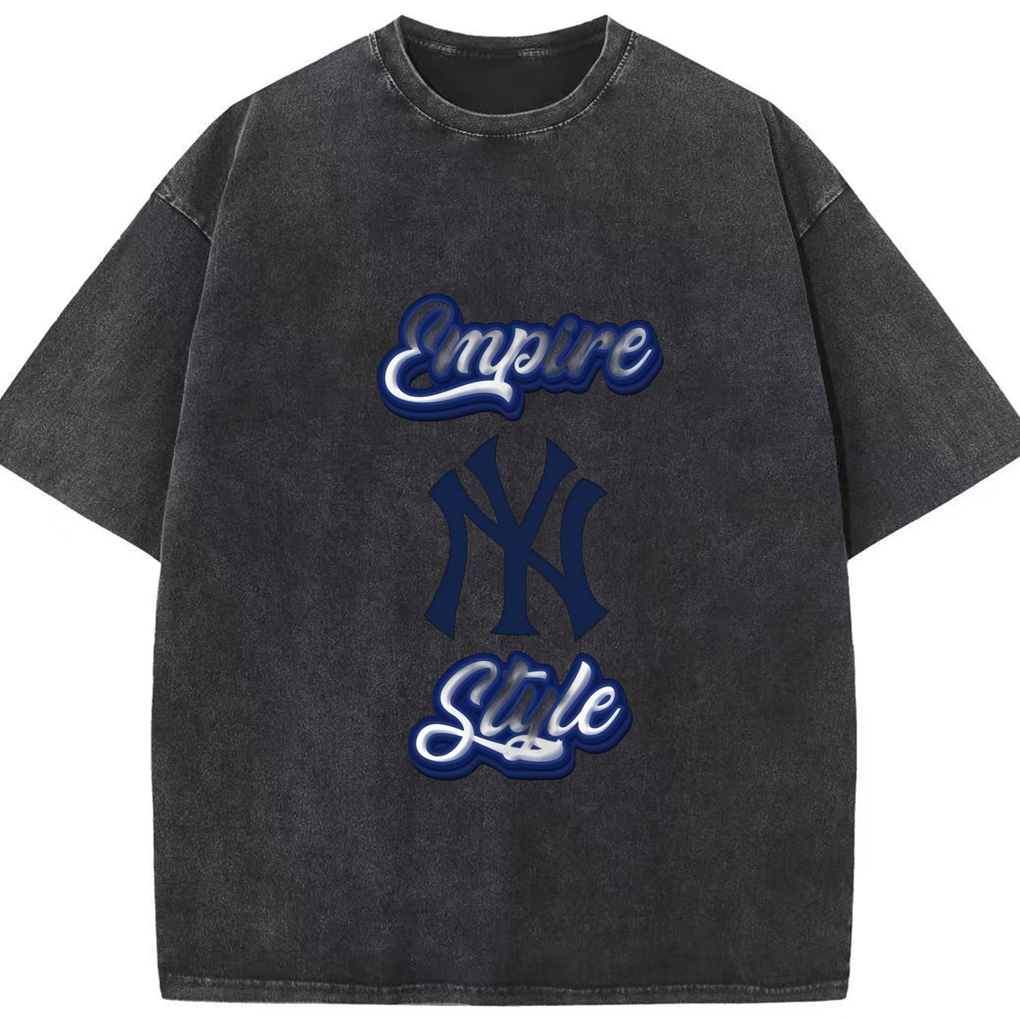 New York Yankees Empire Yankees Style Washed Vintage Look 230g Cotton Oversized T-Shirt With Front Heat Transfer Print – Soft, Lightweight, Stylish Fit – Comfortable Casual Wear For Sports & Everyday Use