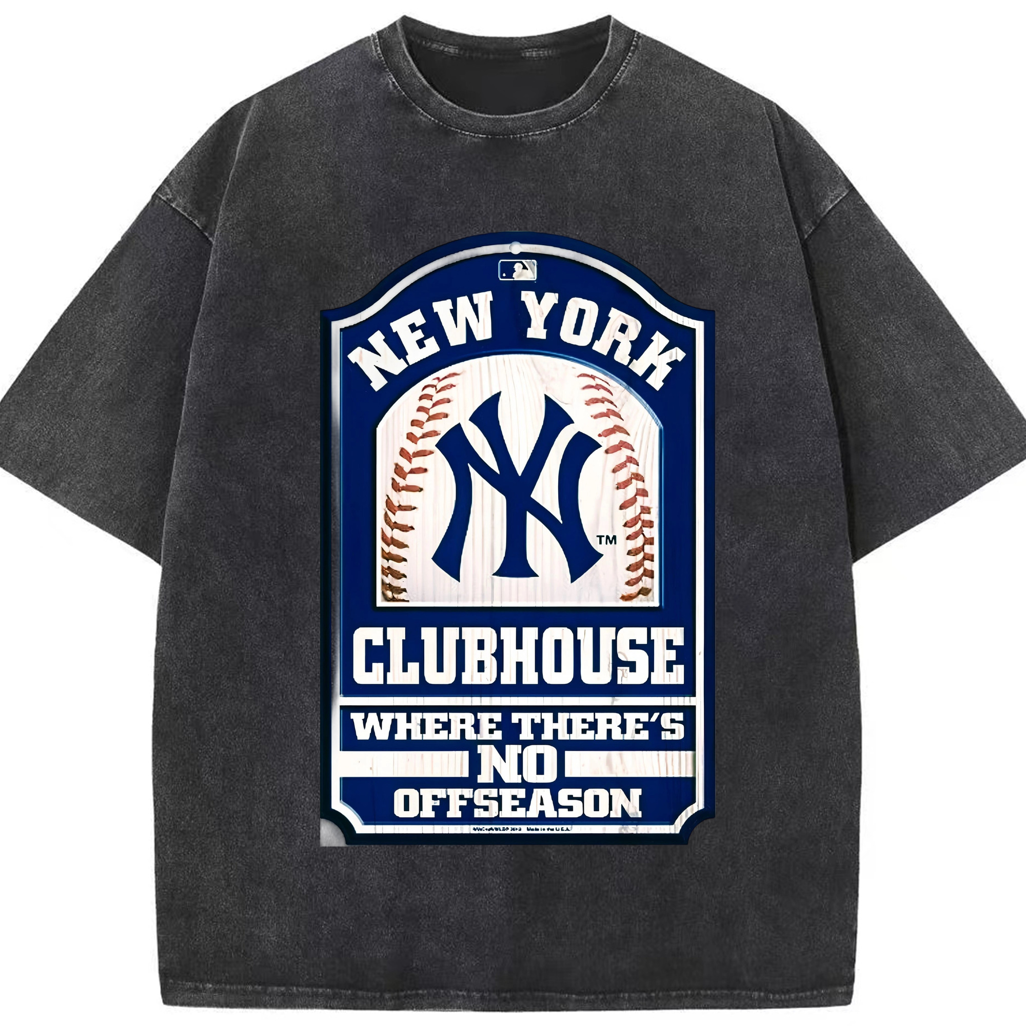 New York Yankees Club House Washed Vintage Look 230g Cotton Oversized T-Shirt With Front Heat Transfer Print – Soft, Lightweight, Stylish Fit – Comfortable Casual Wear For Sports & Everyday Use
