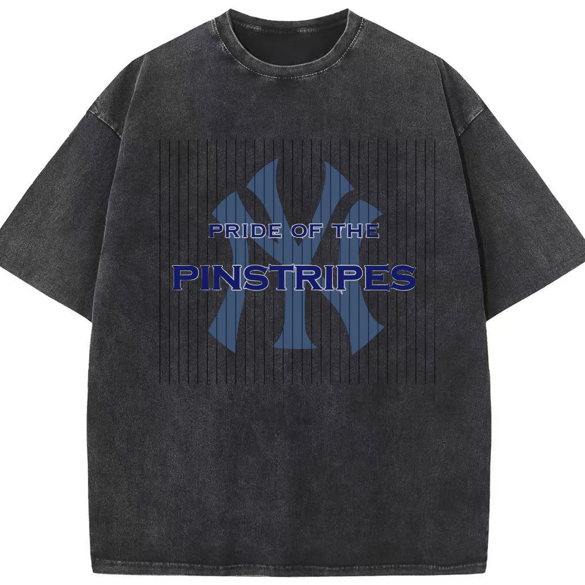 New York Yankees Pride of The Pinstripes Washed Vintage Look 230g Cotton Oversized T-Shirt With Front Heat Transfer Print – Soft, Lightweight, Stylish Fit – Comfortable Casual Wear For Sports & Everyday Use