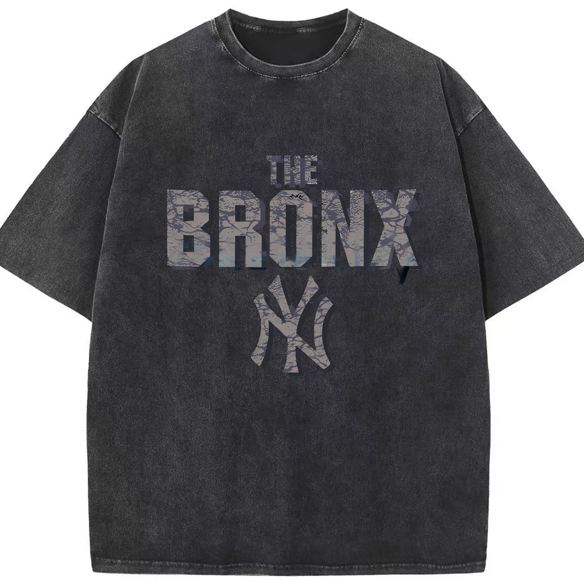 New York Yankees The Bronx Washed Vintage Look 230g Cotton Oversized T-Shirt With Front Heat Transfer Print – Soft, Lightweight, Stylish Fit – Comfortable Casual Wear For Sports & Everyday Use