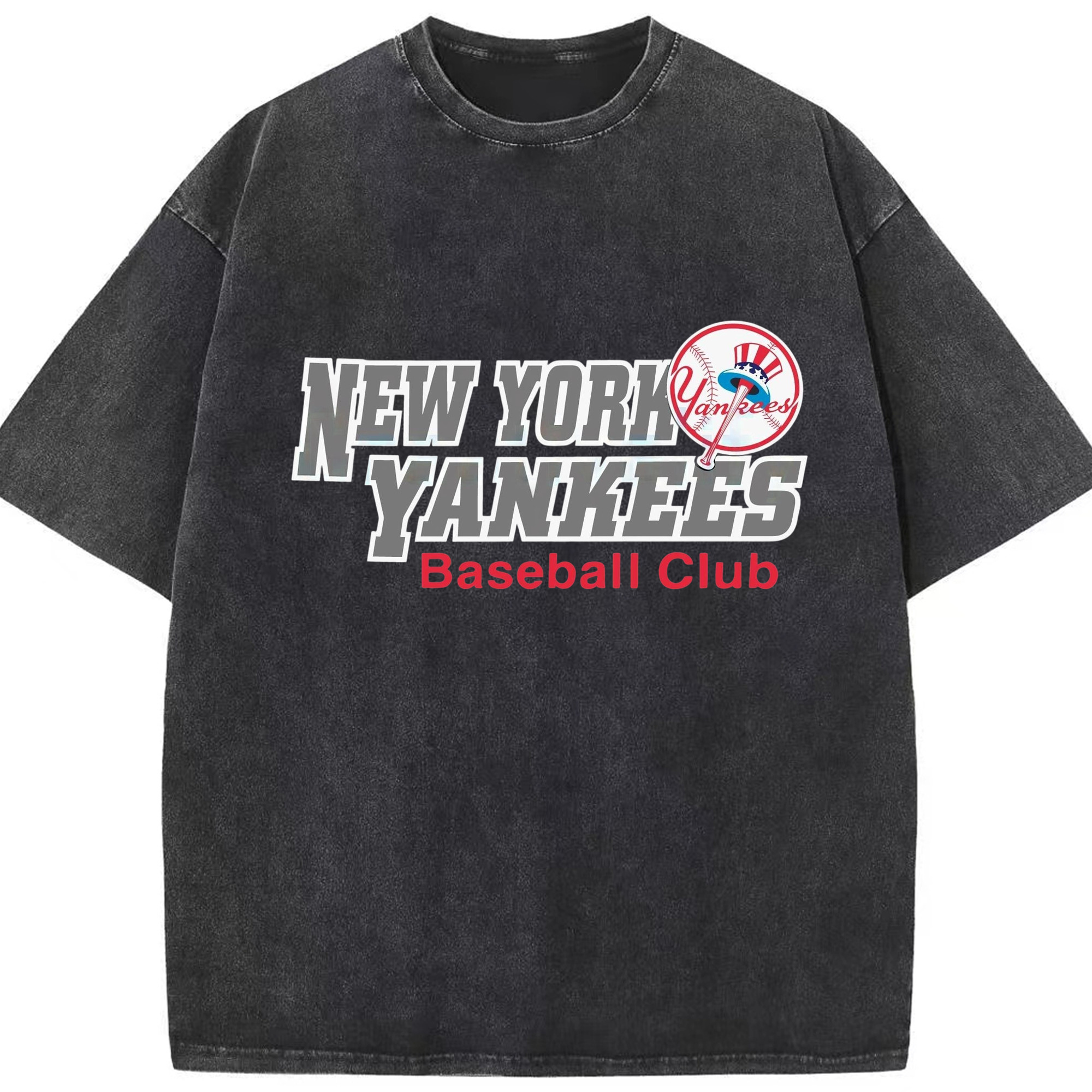 New York Yankees Baseball Club Washed Vintage Look 230g Cotton Oversized T-Shirt With Front Heat Transfer Print – Soft, Lightweight, Stylish Fit – Comfortable Casual Wear For Sports & Everyday Use