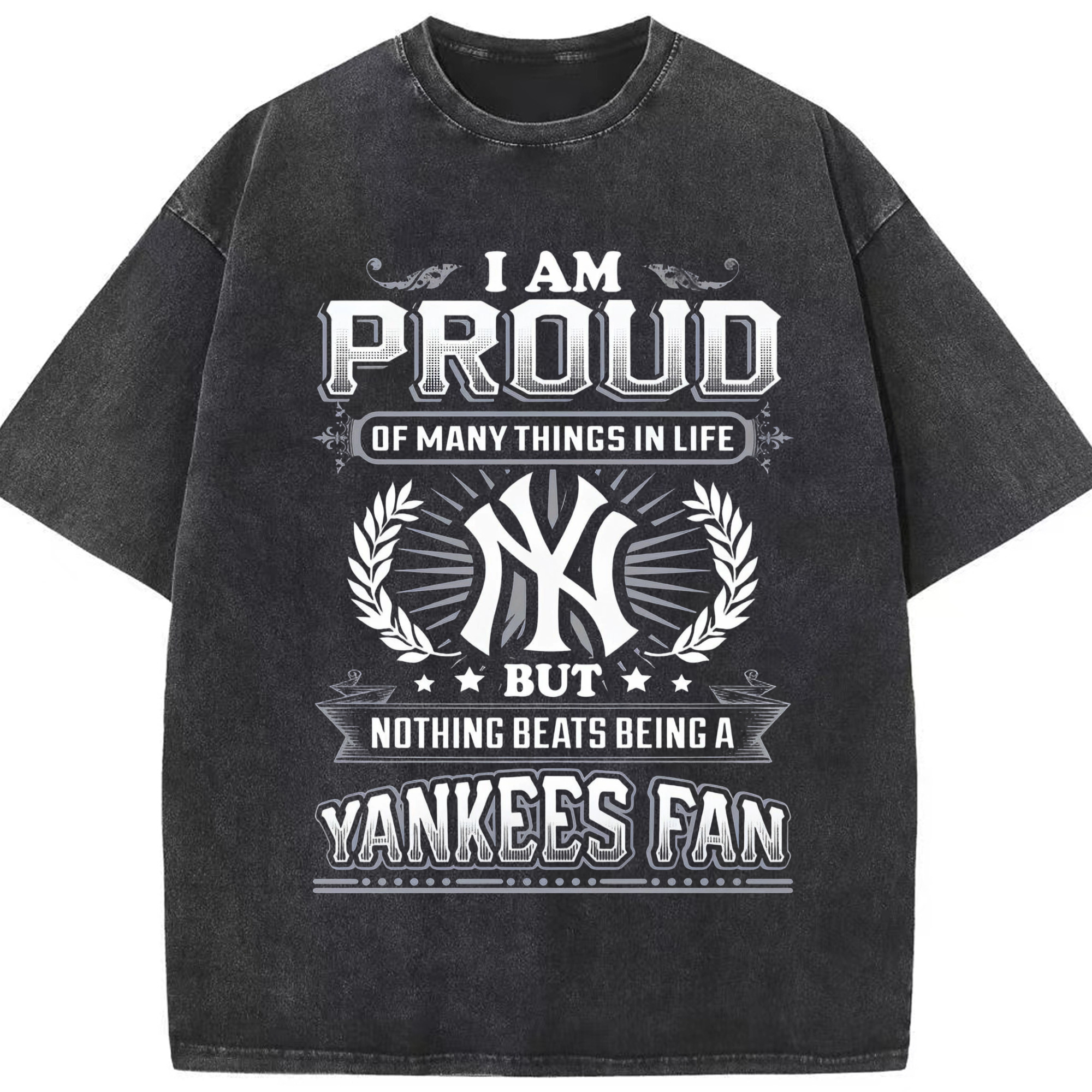 New York Yankees 275 Washed Vintage Look 230g Cotton Oversized T-Shirt With Front Heat Transfer Print – Soft, Lightweight, Stylish Fit – Comfortable Casual Wear For Sports & Everyday Use