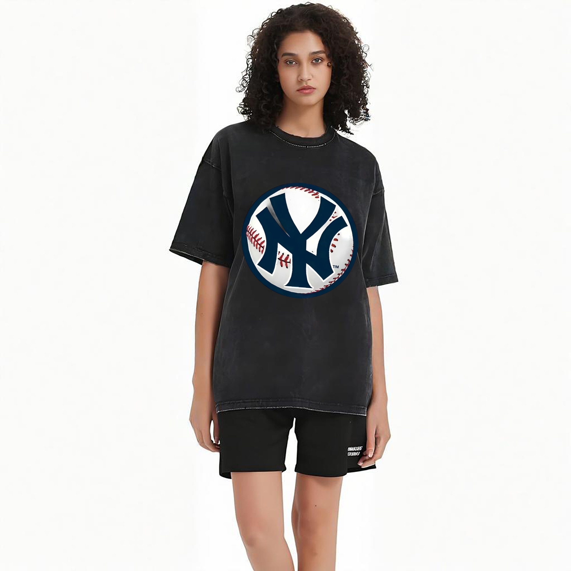 New York Yankees Baseball Washed Vintage Look 230g Cotton Oversized T-Shirt With Front Heat Transfer Print – Soft, Lightweight, Stylish Fit – Comfortable Casual Wear For Sports & Everyday Use