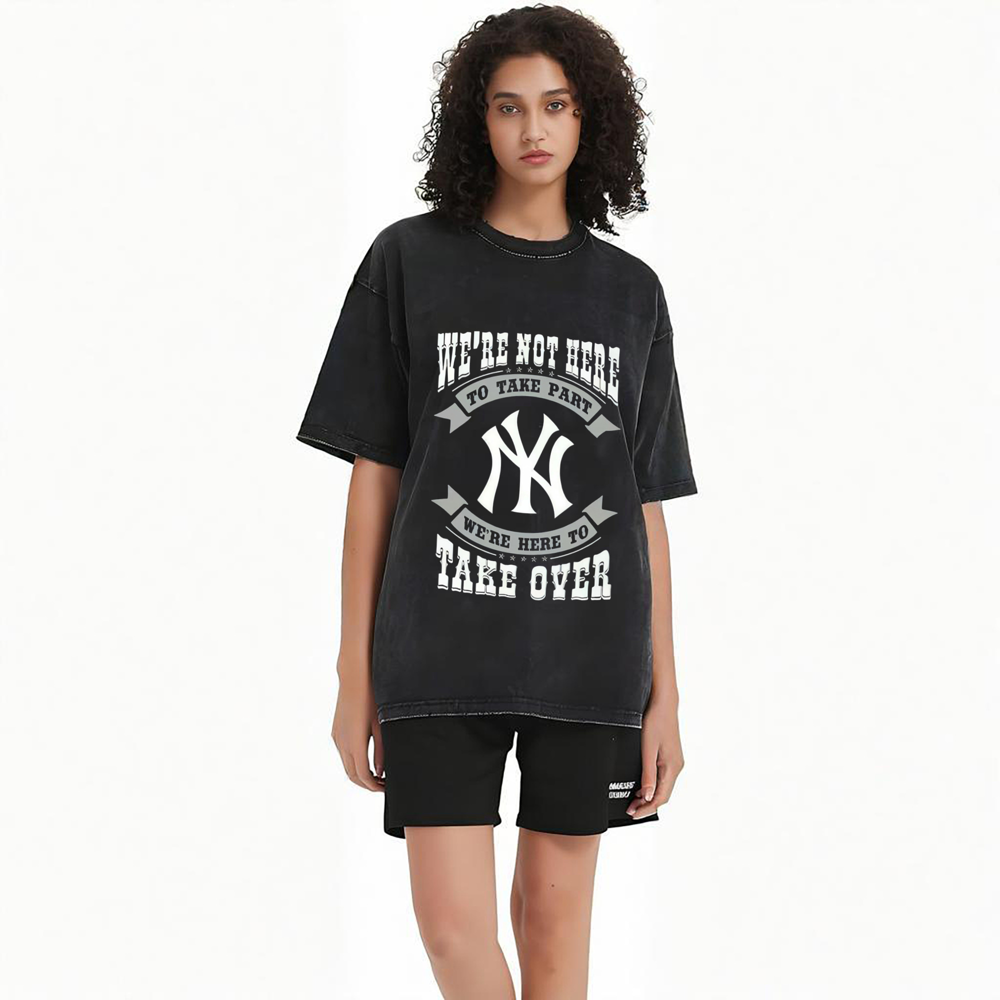 New York Yankees 276 Washed Vintage Look 230g Cotton Oversized T-Shirt With Front Heat Transfer Print – Soft, Lightweight, Stylish Fit – Comfortable Casual Wear For Sports & Everyday Use