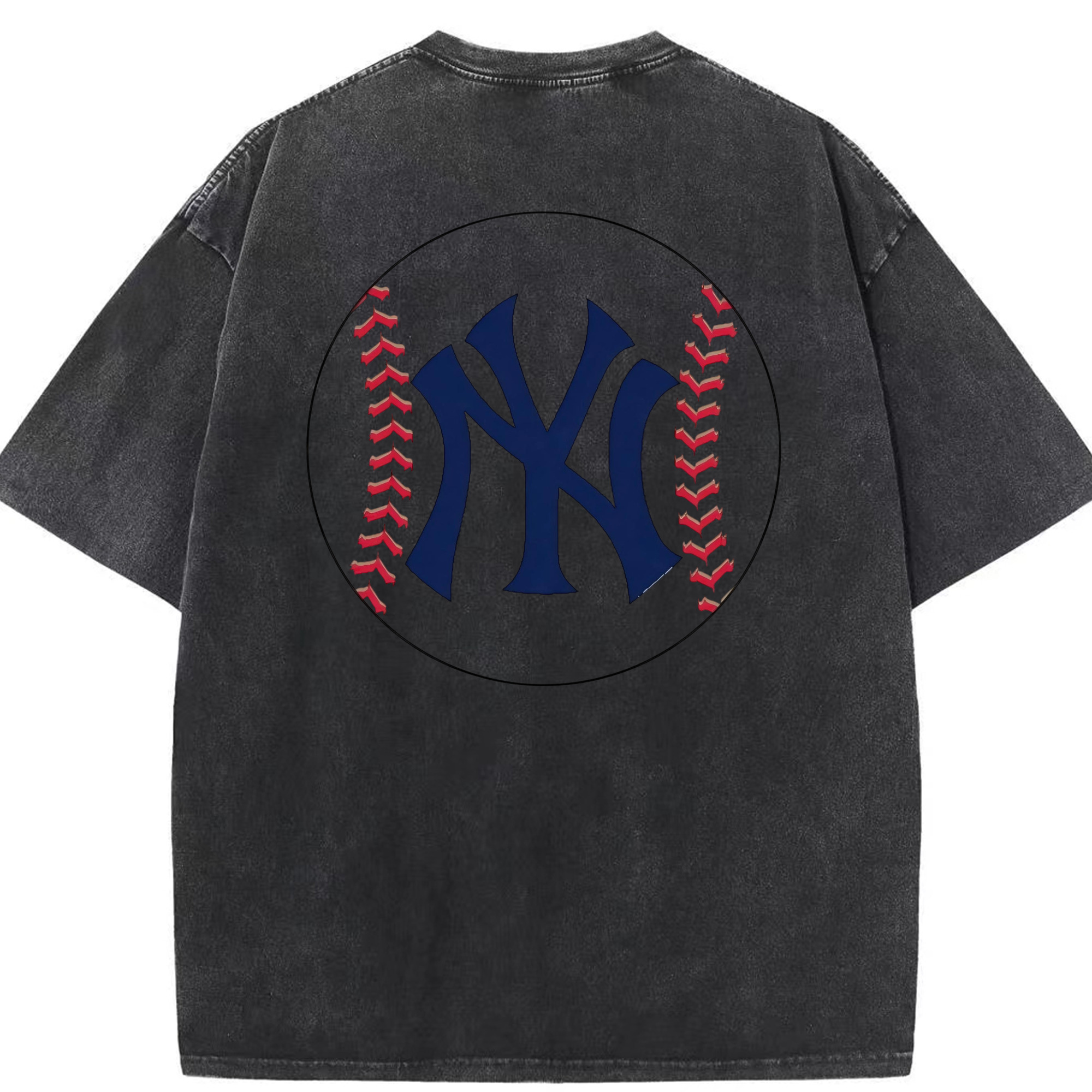 New York Yankees Baseball Washed Vintage 230g Cotton Oversized T-Shirt With Back Heat Transfer Print – Soft, Lightweight & Stylish – Comfortable Casual Wear For Sports & Everyday Use