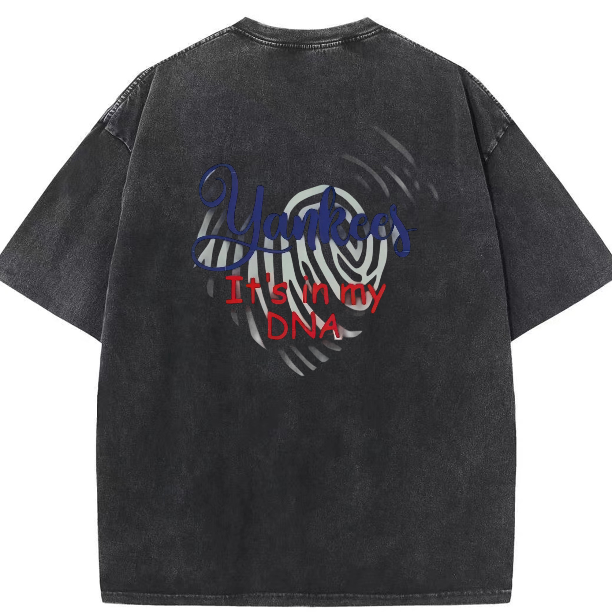 New York Yankees It's In My DNA Washed Vintage 230g Cotton Oversized T-Shirt With Back Heat Transfer Print – Soft, Lightweight & Stylish – Comfortable Casual Wear For Sports & Everyday Use